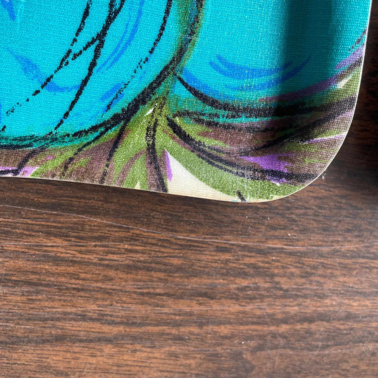 Mid Century Floral Resin and Fiberglass Drink Trays- a Pai - 4