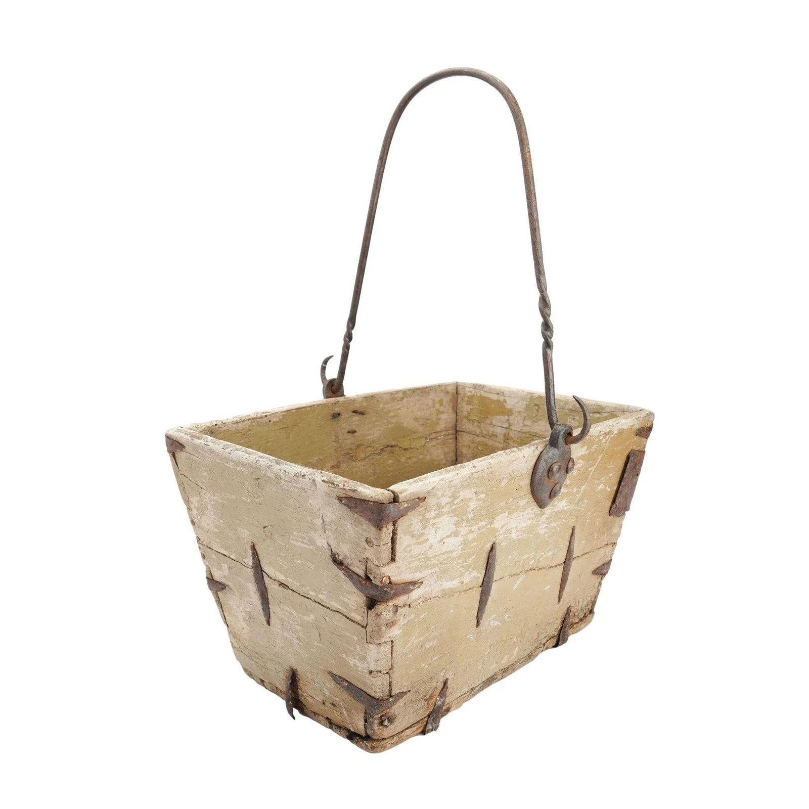 Distressed French Painted Wood Garden Trug, 1880-1910 - 3