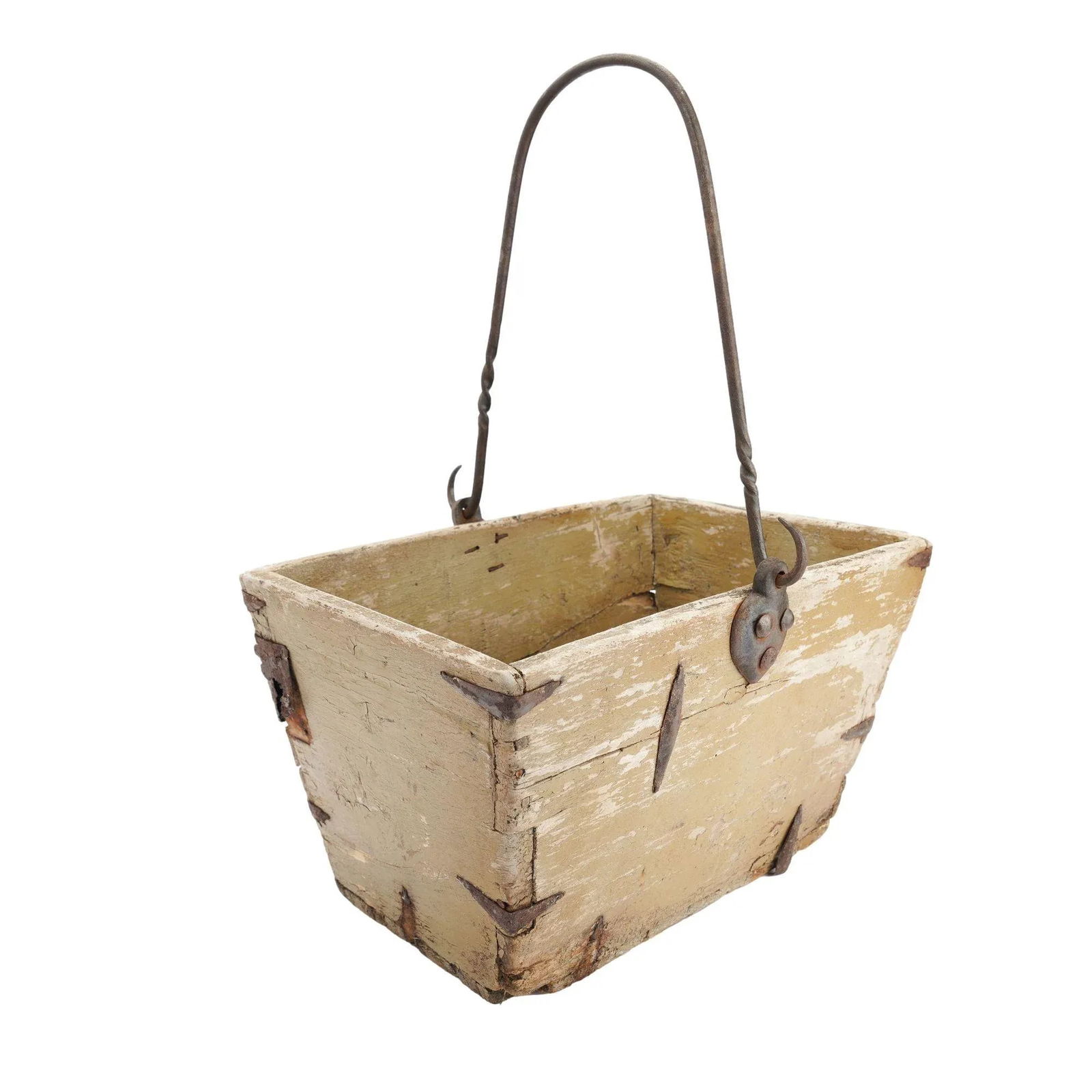 Distressed French Painted Wood Garden Trug, 1880-1910 - 7