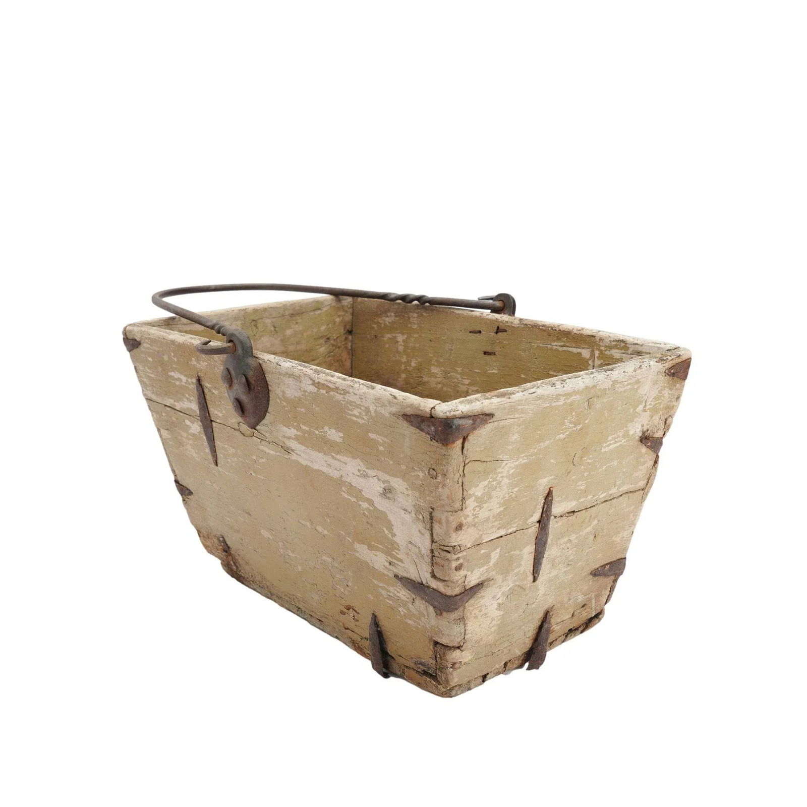Distressed French Painted Wood Garden Trug, 1880-1910 - 9