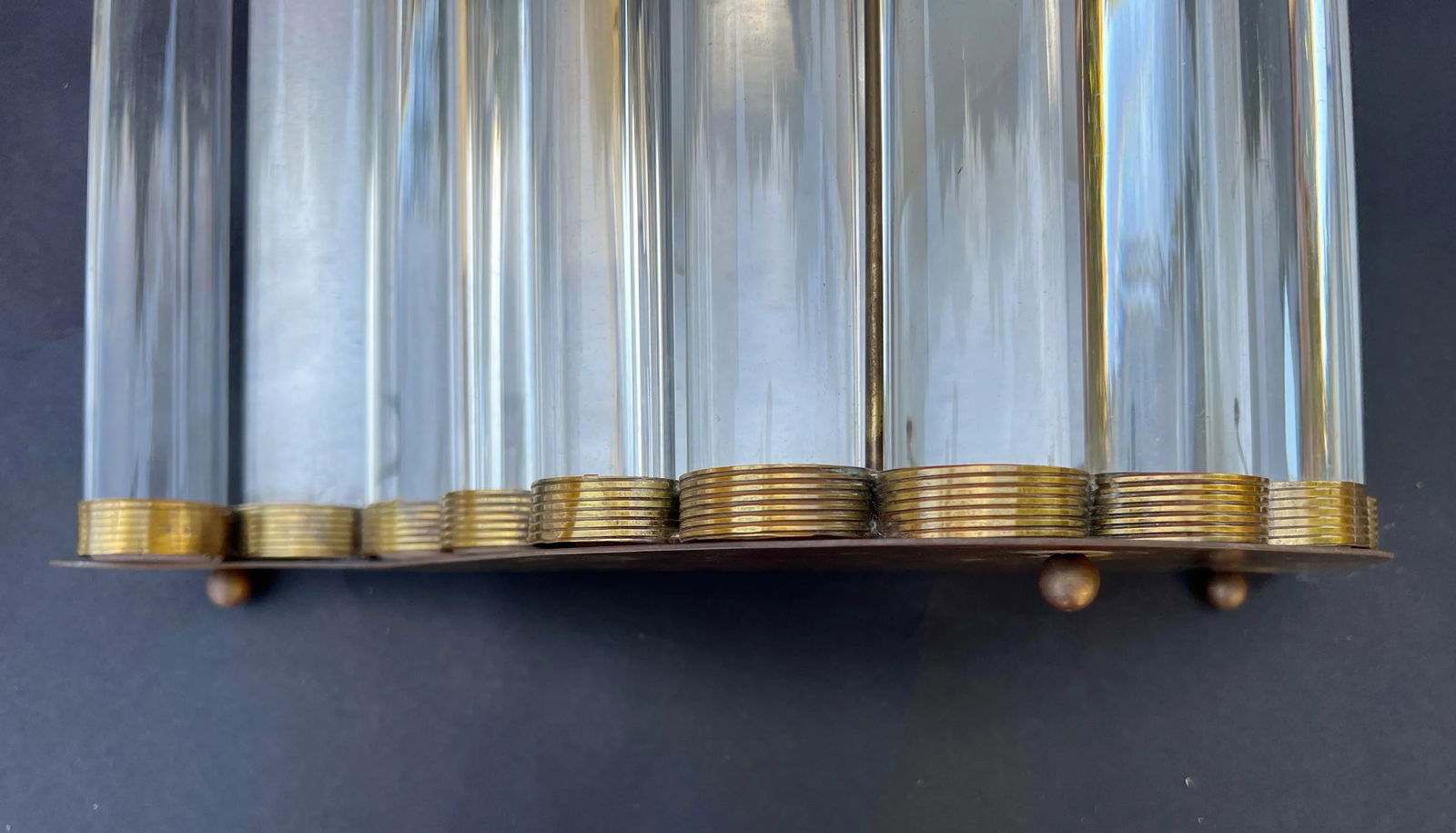 Pair 1940's Murano Glass and Brass Wall Sconces. - 2