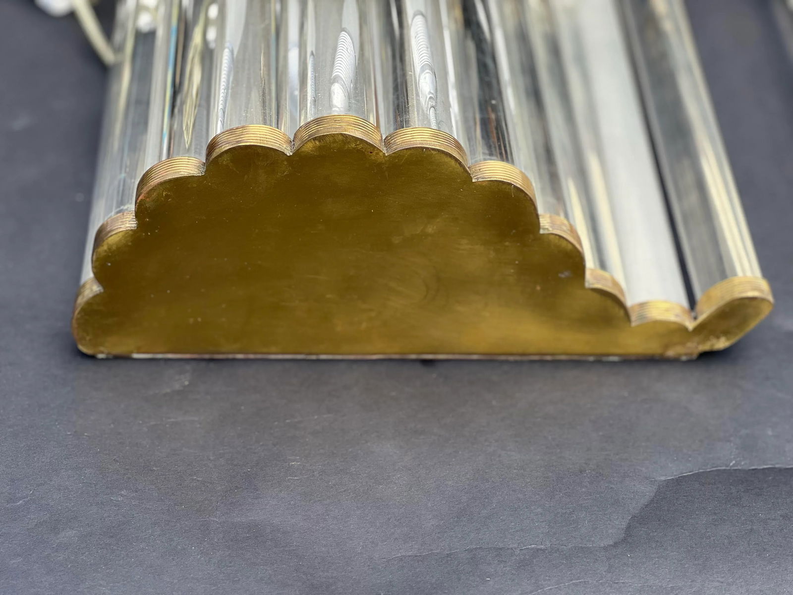 Pair 1940's Murano Glass and Brass Wall Sconces. - 4