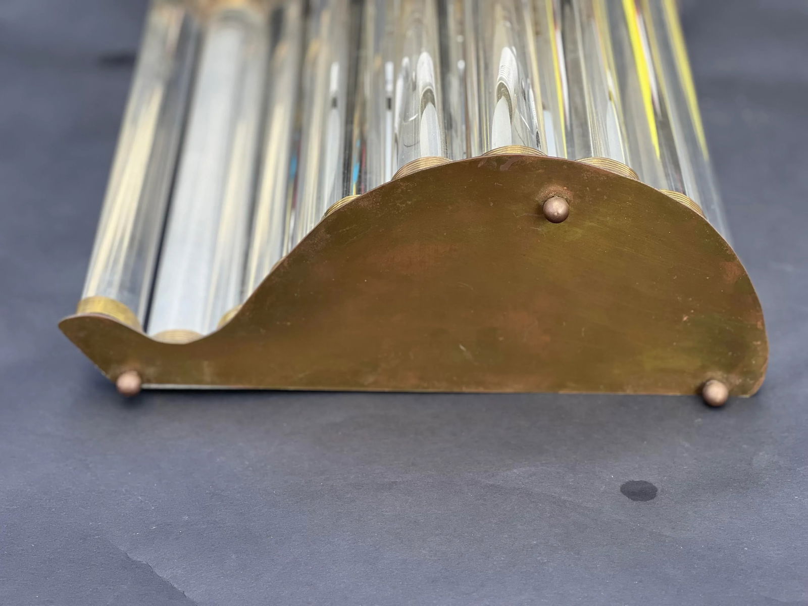 Pair 1940's Murano Glass and Brass Wall Sconces. - 6