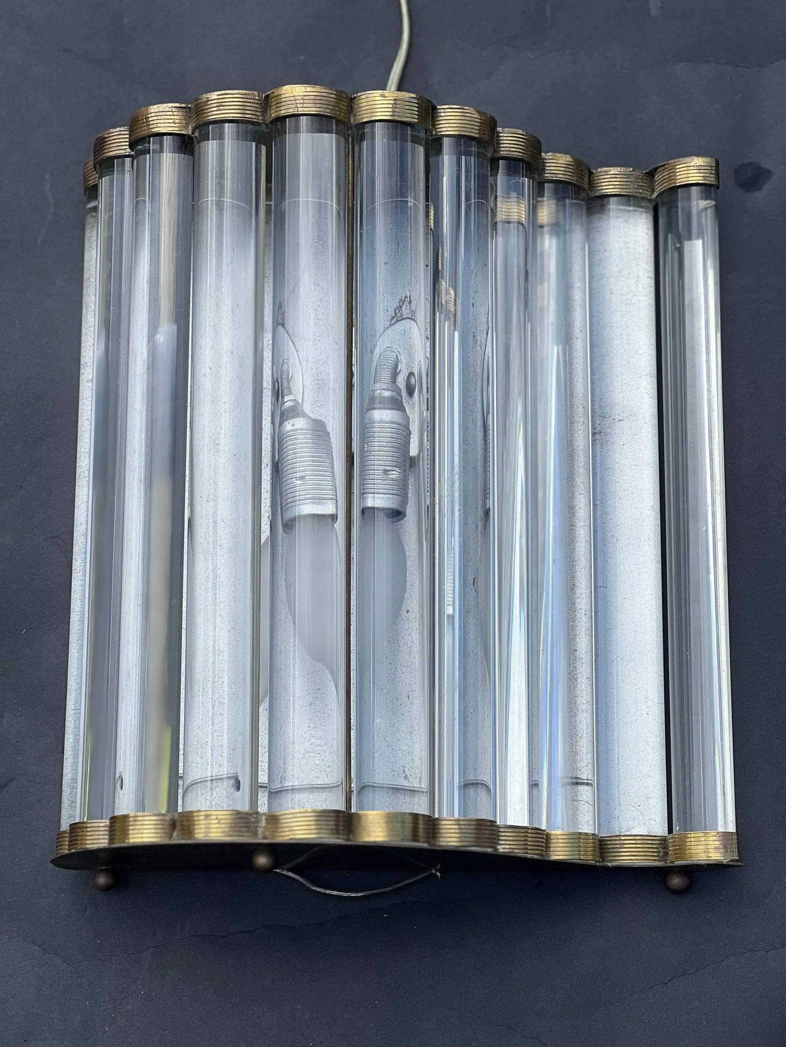 Pair 1940's Murano Glass and Brass Wall Sconces. - 7