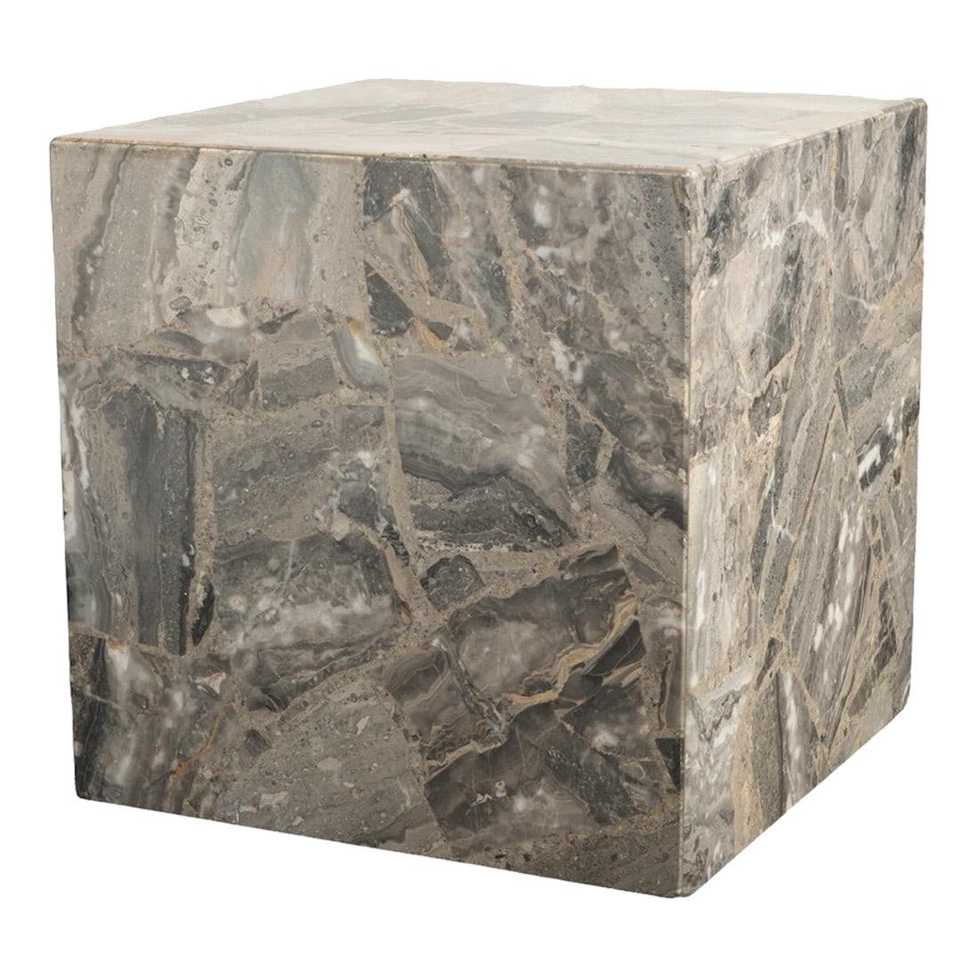 1980s Marble Stone Cube Mosaic Side End Accent Table Italian Modern: 1980s Italian "˜mosaic' style "˜floating' marble stone cube table on casters. This special cube table was made by artisan craftsmen. We believe that the thick stone slabs used in making this
