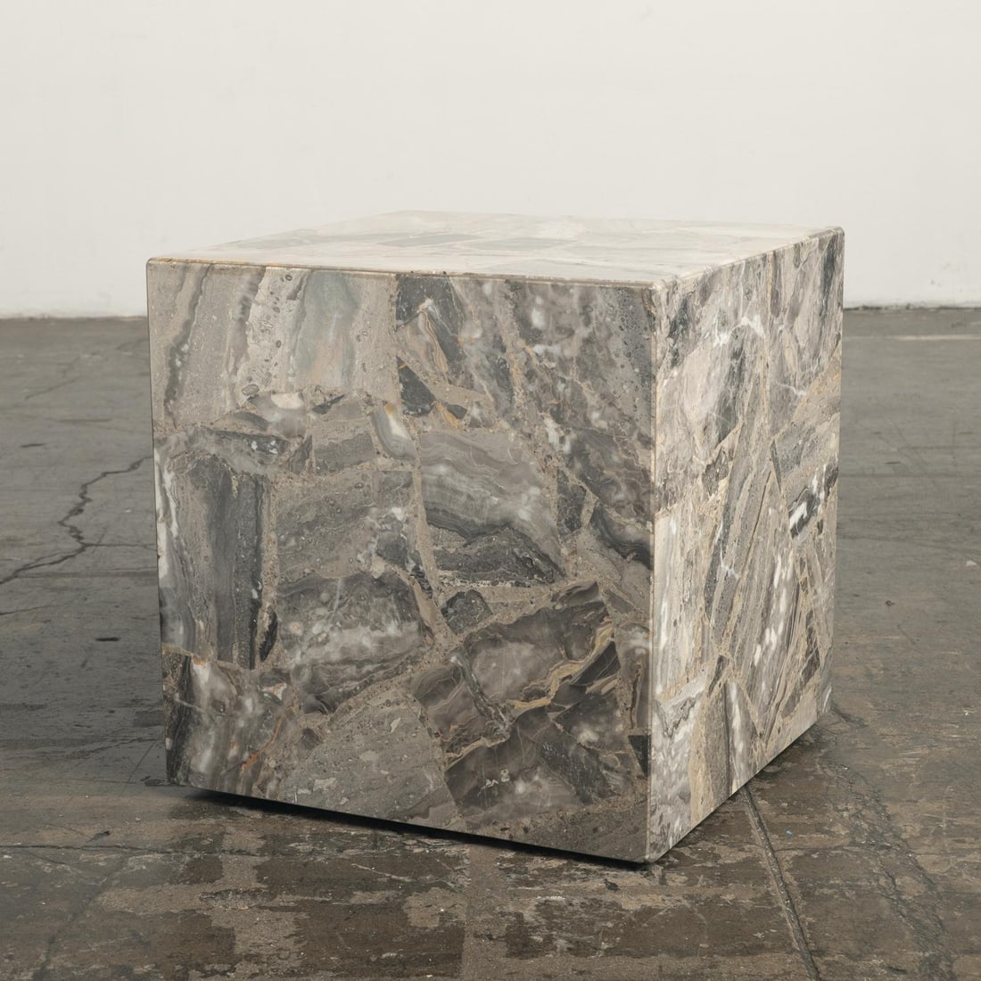 1980s Marble Stone Cube Mosaic Side End Accent Table Italian Modern - 2