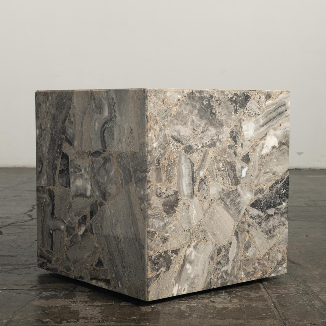 1980s Marble Stone Cube Mosaic Side End Accent Table Italian Modern - 3