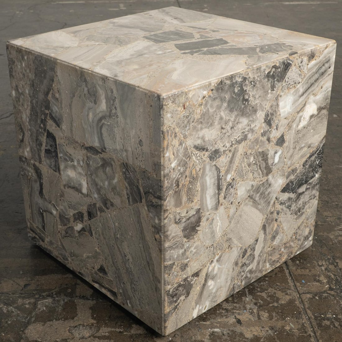 1980s Marble Stone Cube Mosaic Side End Accent Table Italian Modern - 5