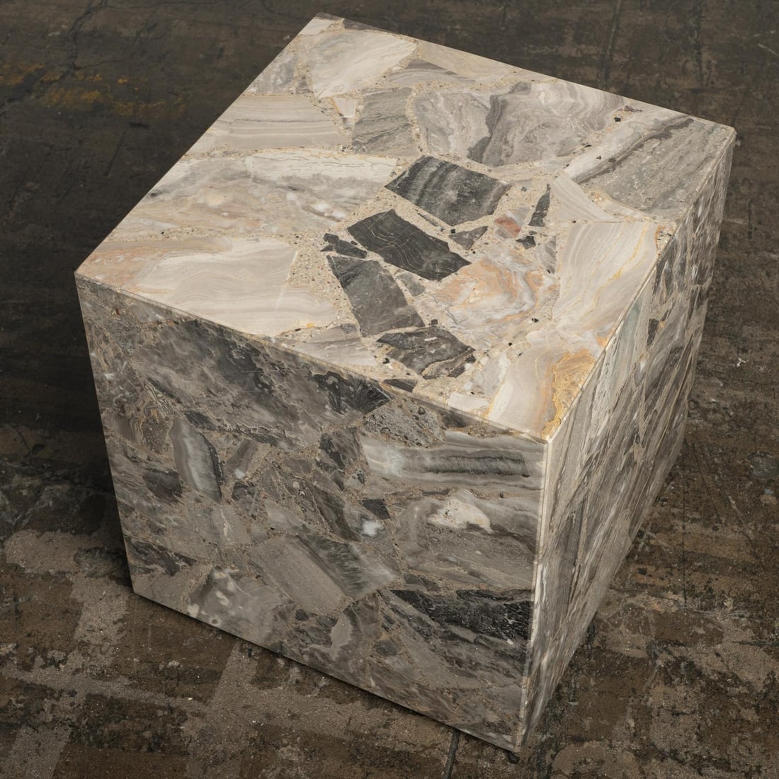 1980s Marble Stone Cube Mosaic Side End Accent Table Italian Modern - 8