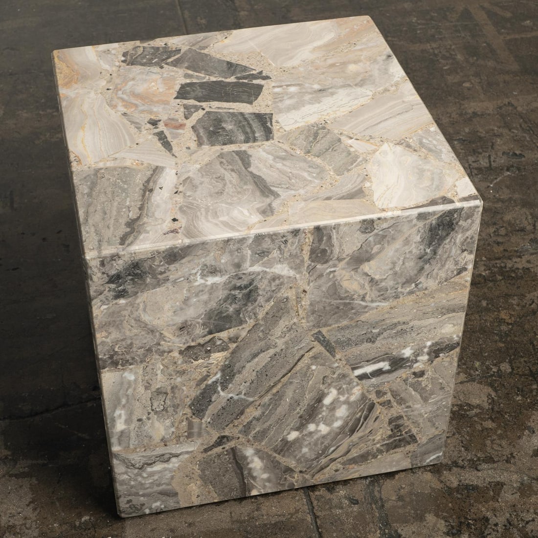 1980s Marble Stone Cube Mosaic Side End Accent Table Italian Modern - 9