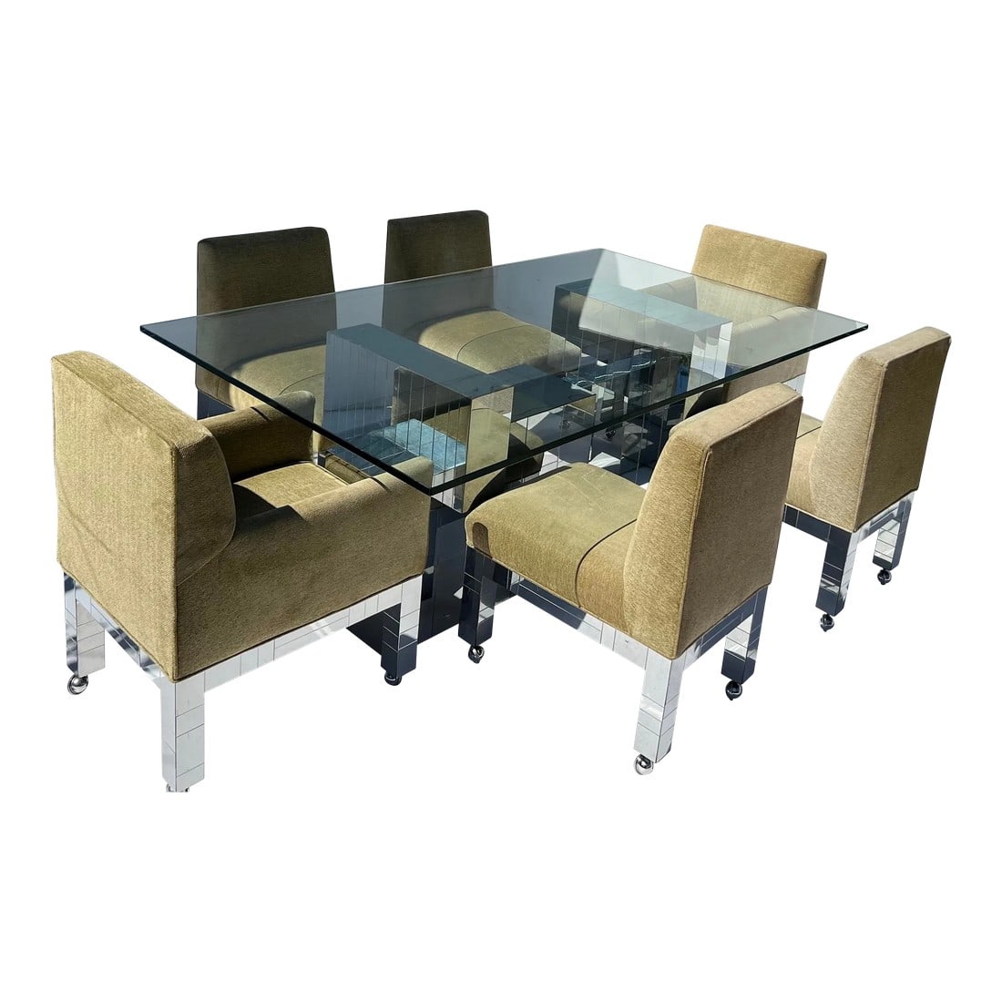 1970s Paul Evans Cityscape Chrome Dining Table and Chairs 6. (1 of 12)