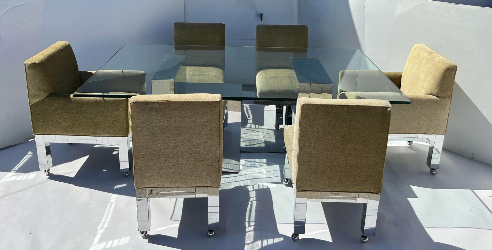 1970s Paul Evans Cityscape Chrome Dining Table and Chairs 6. - 3