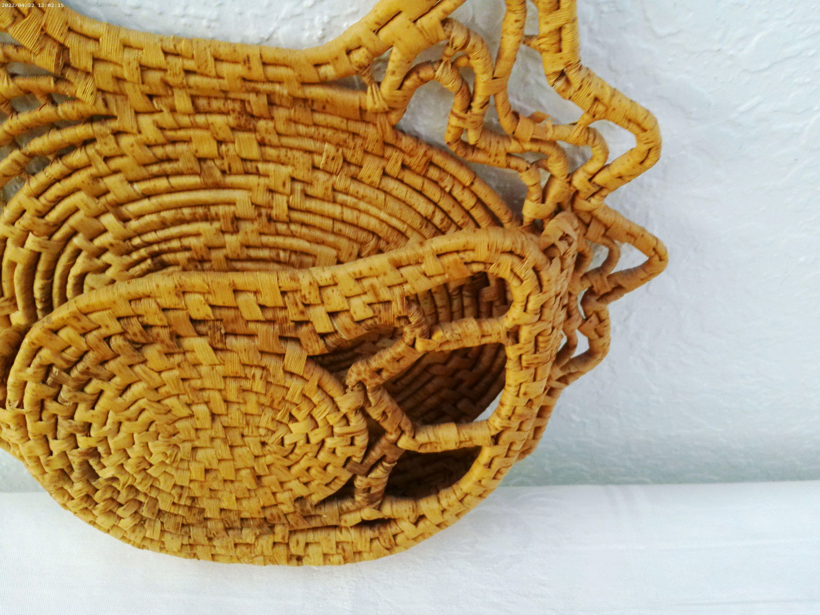 1970s Woven Rattan Hen Caddy W/Trivets - 3