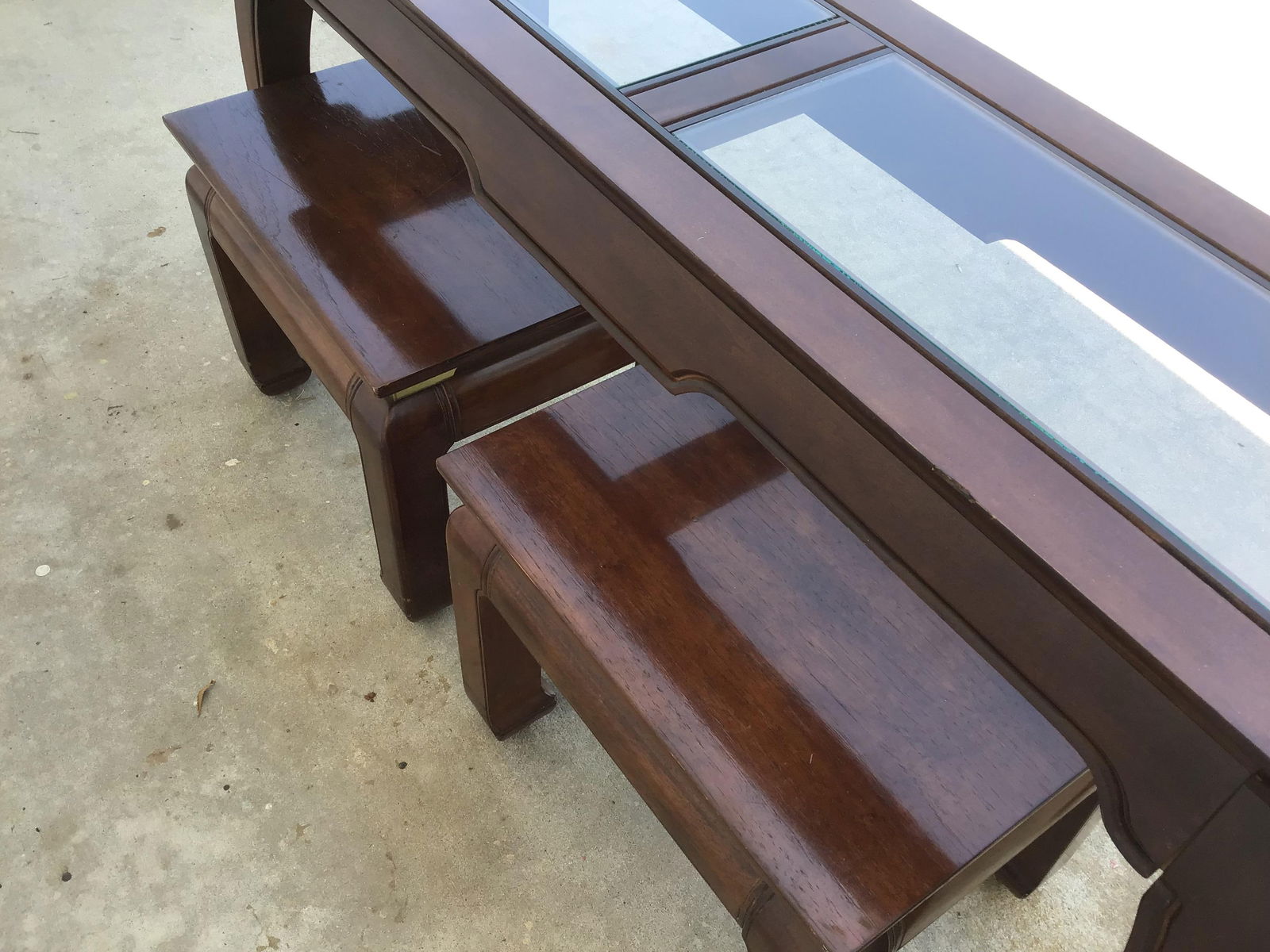 1970s Chinoiserie Style Console Table with benches - Set of 3 - 2