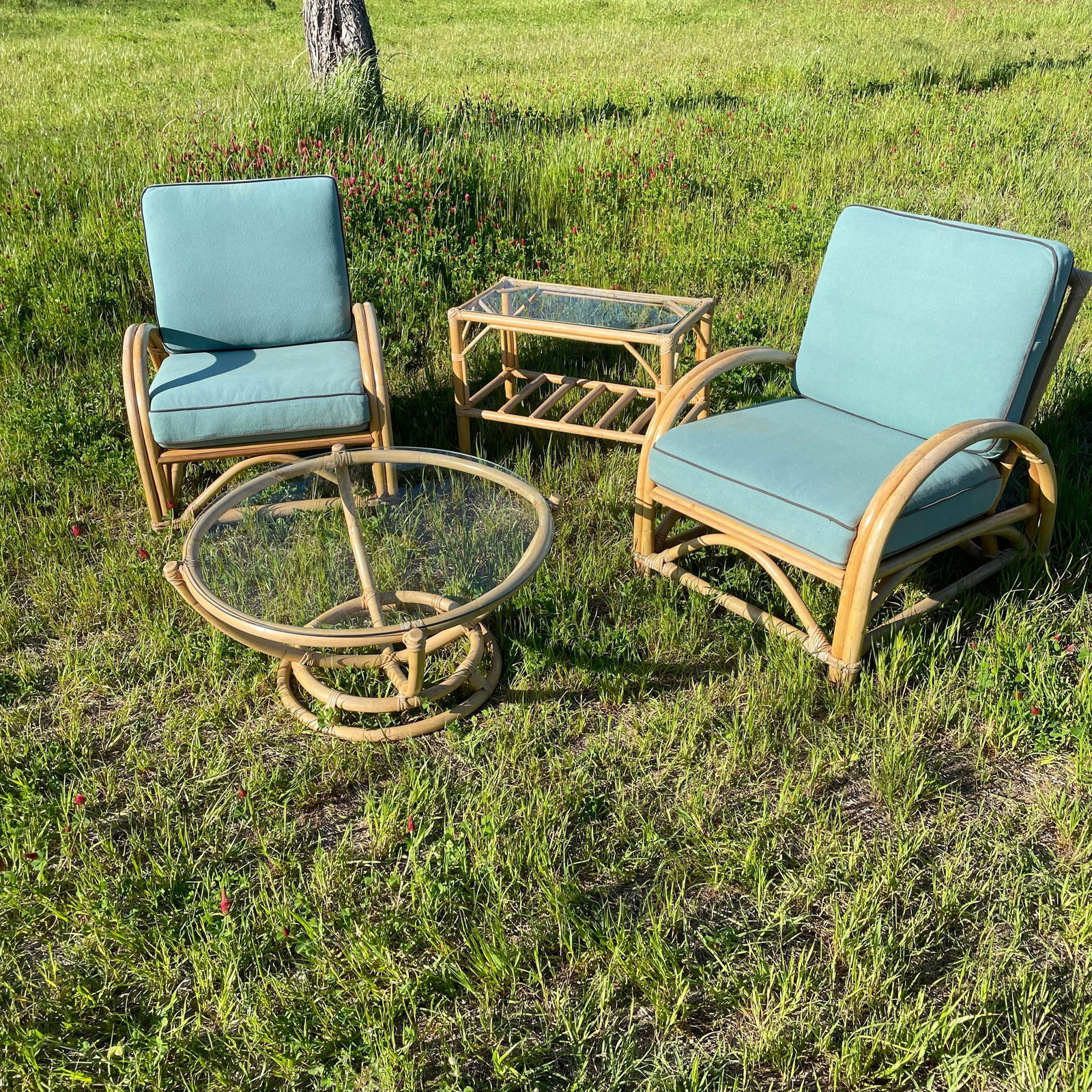 1980s Bamboo and Rattan Outdoor Patio Furniture Set- 4 Pieces - 2