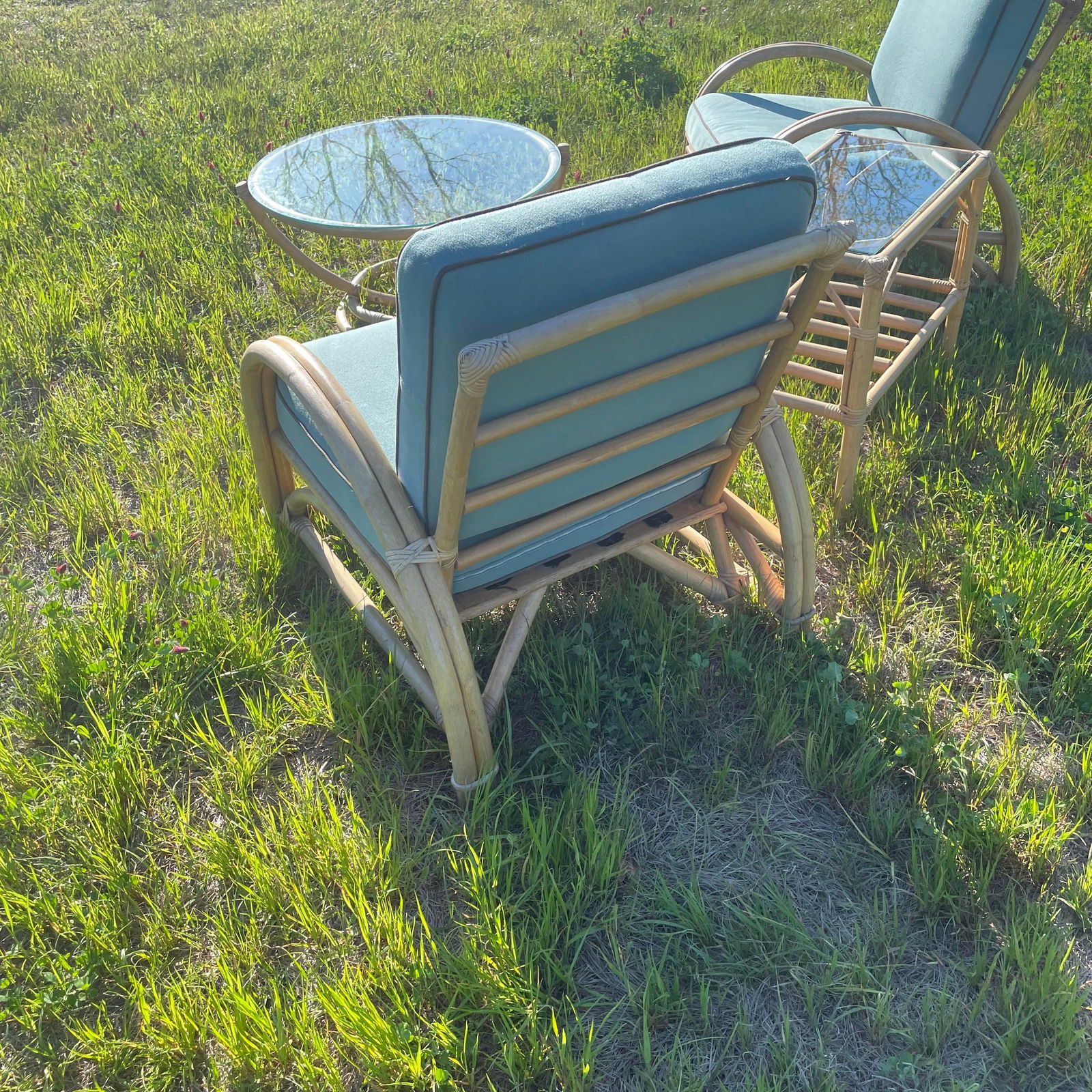 1980s Bamboo and Rattan Outdoor Patio Furniture Set- 4 Pieces - 6