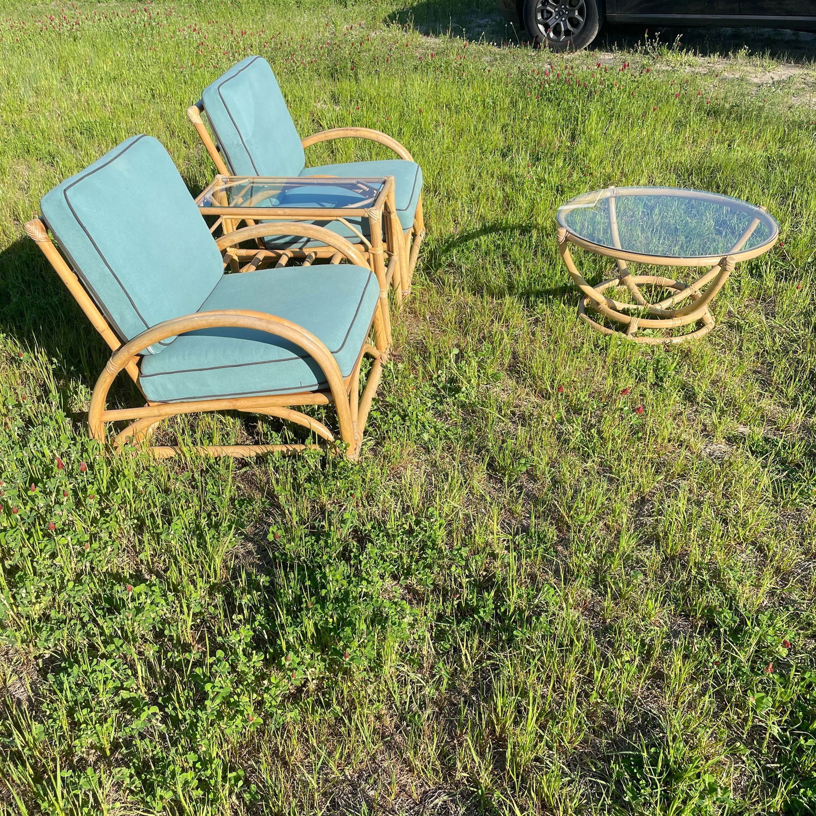 1980s Bamboo and Rattan Outdoor Patio Furniture Set- 4 Pieces - 9