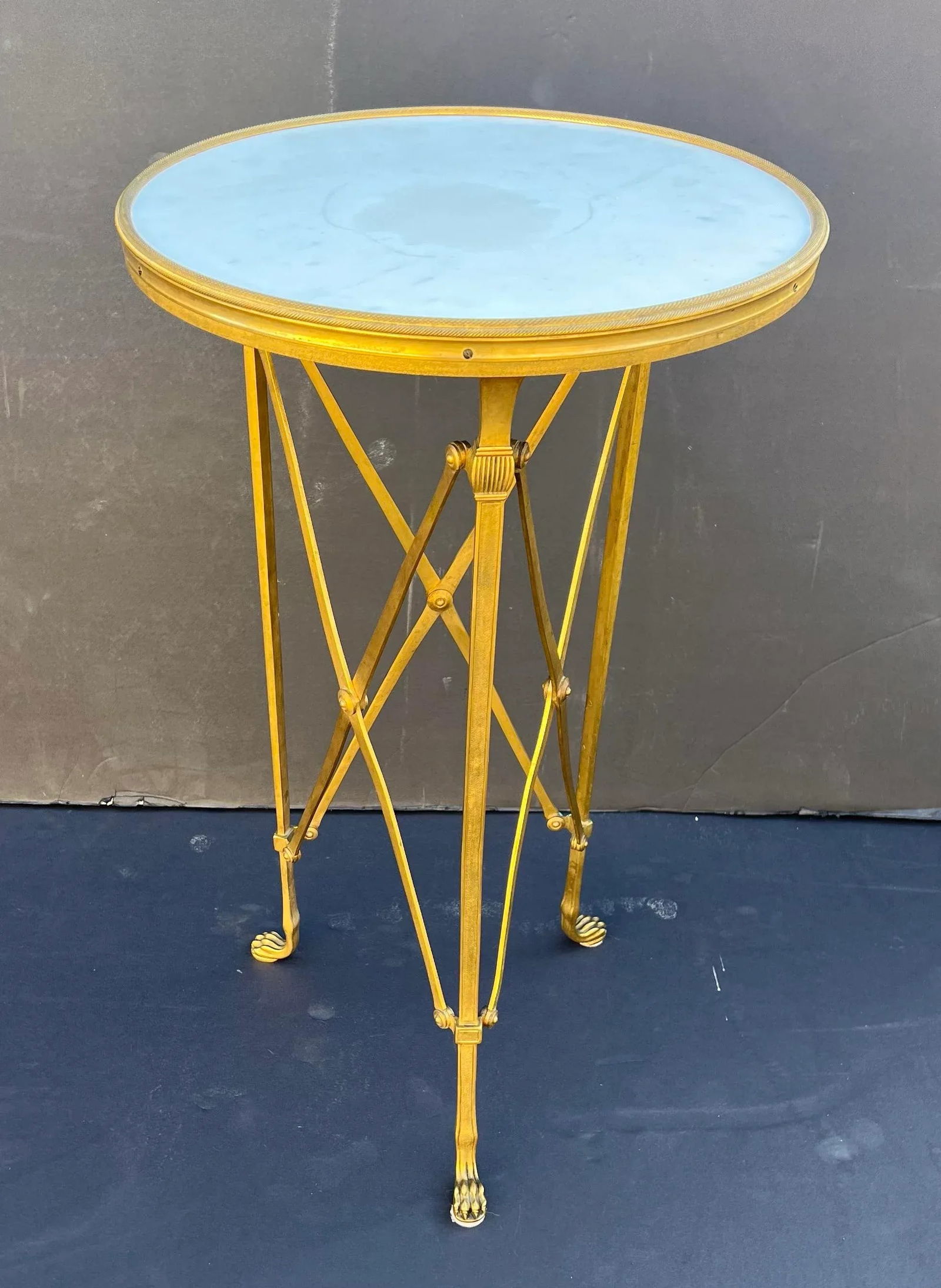 A Pair of French Late 19th Century Neo-Classical Gold Dore Ormolu and White Carrara Marble Gué - 6