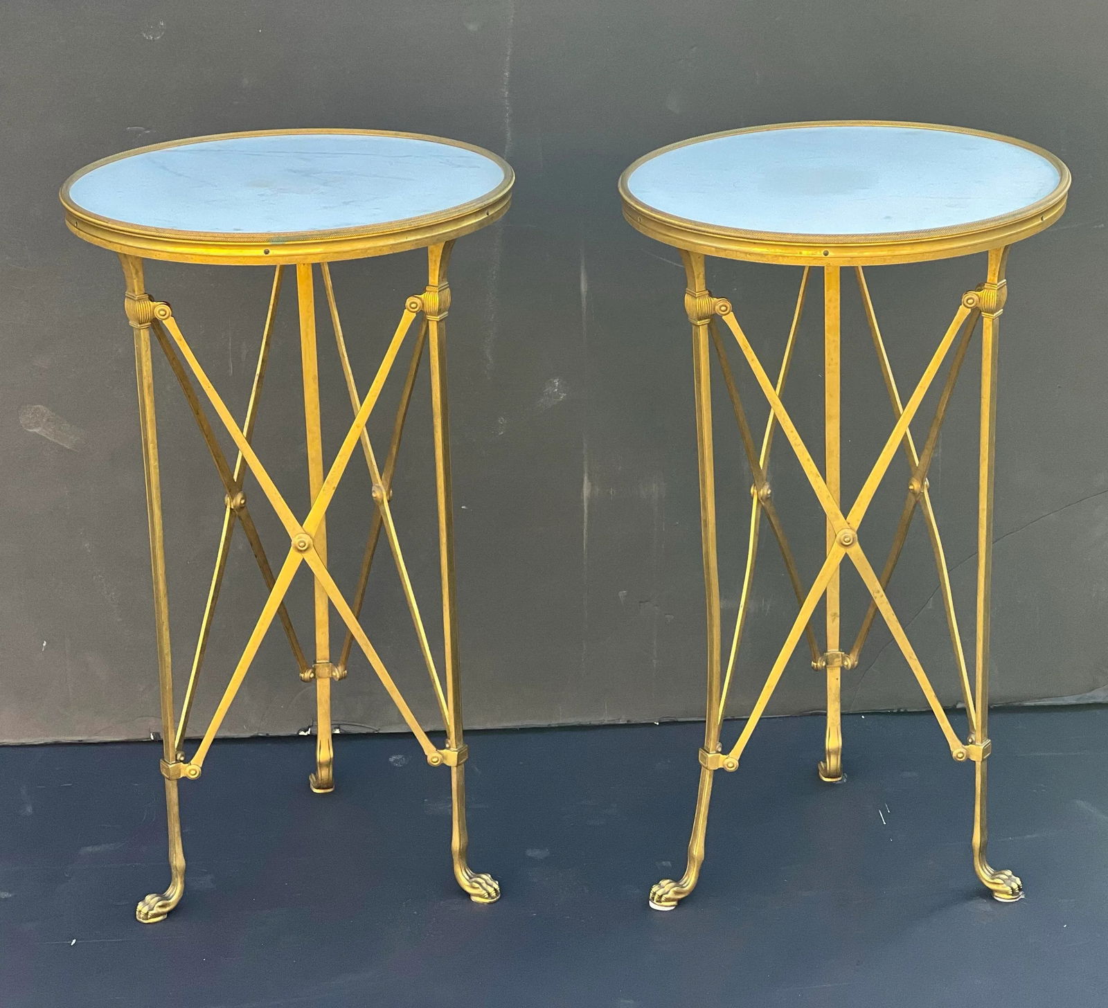 A Pair of French Late 19th Century Neo-Classical Gold Dore Ormolu and White Carrara Marble Gué - 9