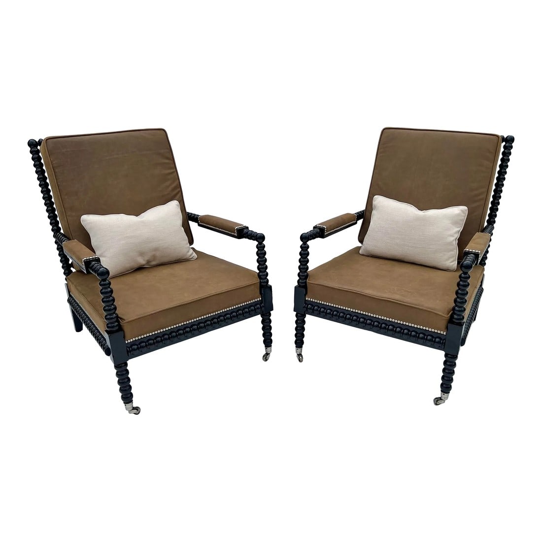 Ralph Lauren Vintage Bohemian Spindle Leather Chairs- Set of 2 (1 of 7)