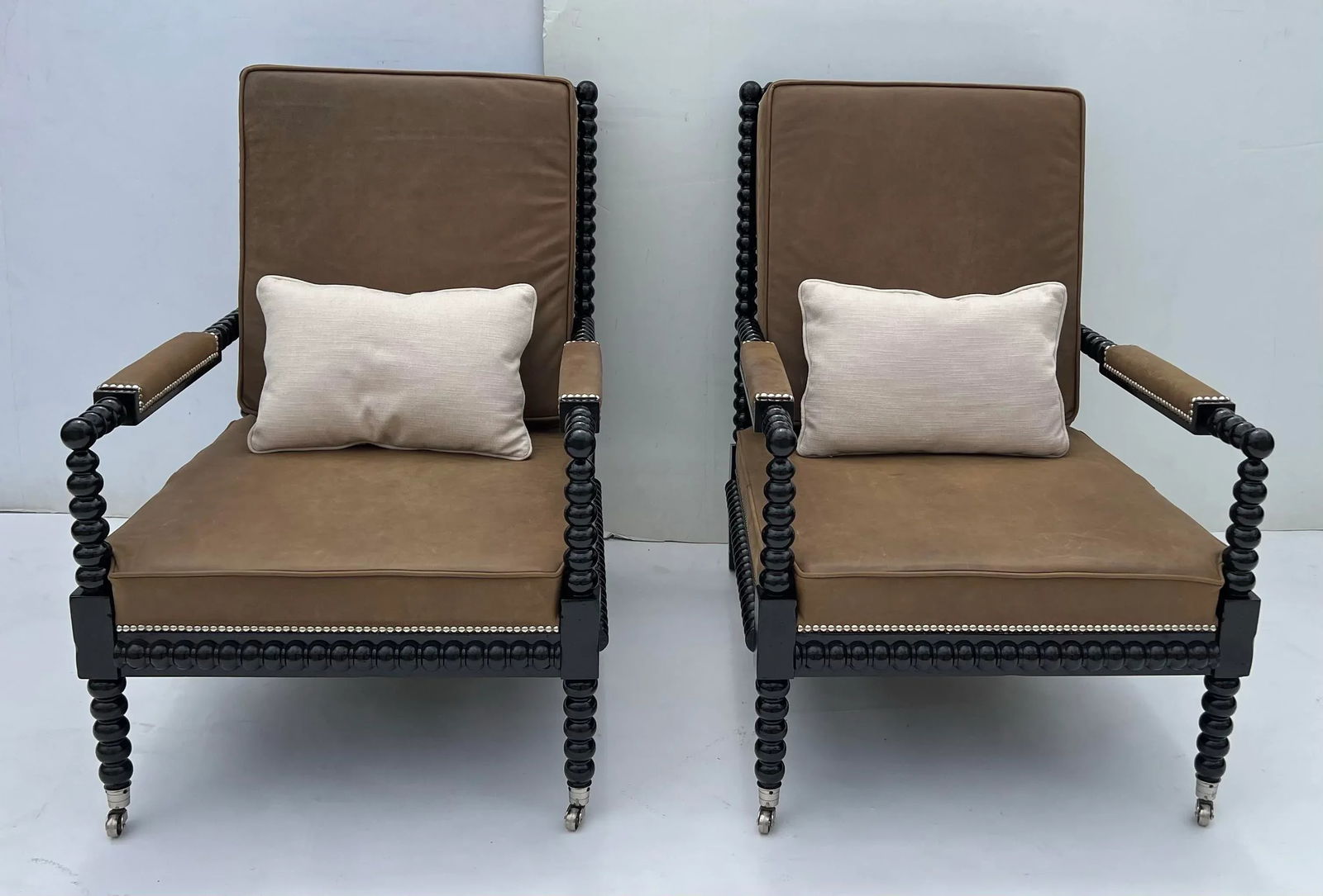 Ralph Lauren Vintage Bohemian Spindle Leather Chairs- Set of 2 - 2