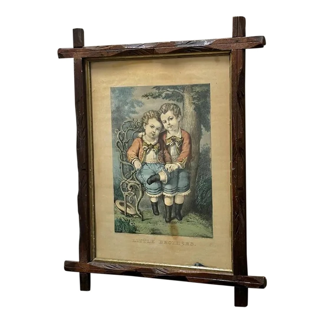 Currier & Ives "Little Brothers" Lithograph, 1875, Framed: Currier and Ives Lithograph in original framing. Currier & Ives. New York 1875 Condition: Alterations: Original Condition Unaltered Imperfections: Some Imperfections Condition Notes: The piece