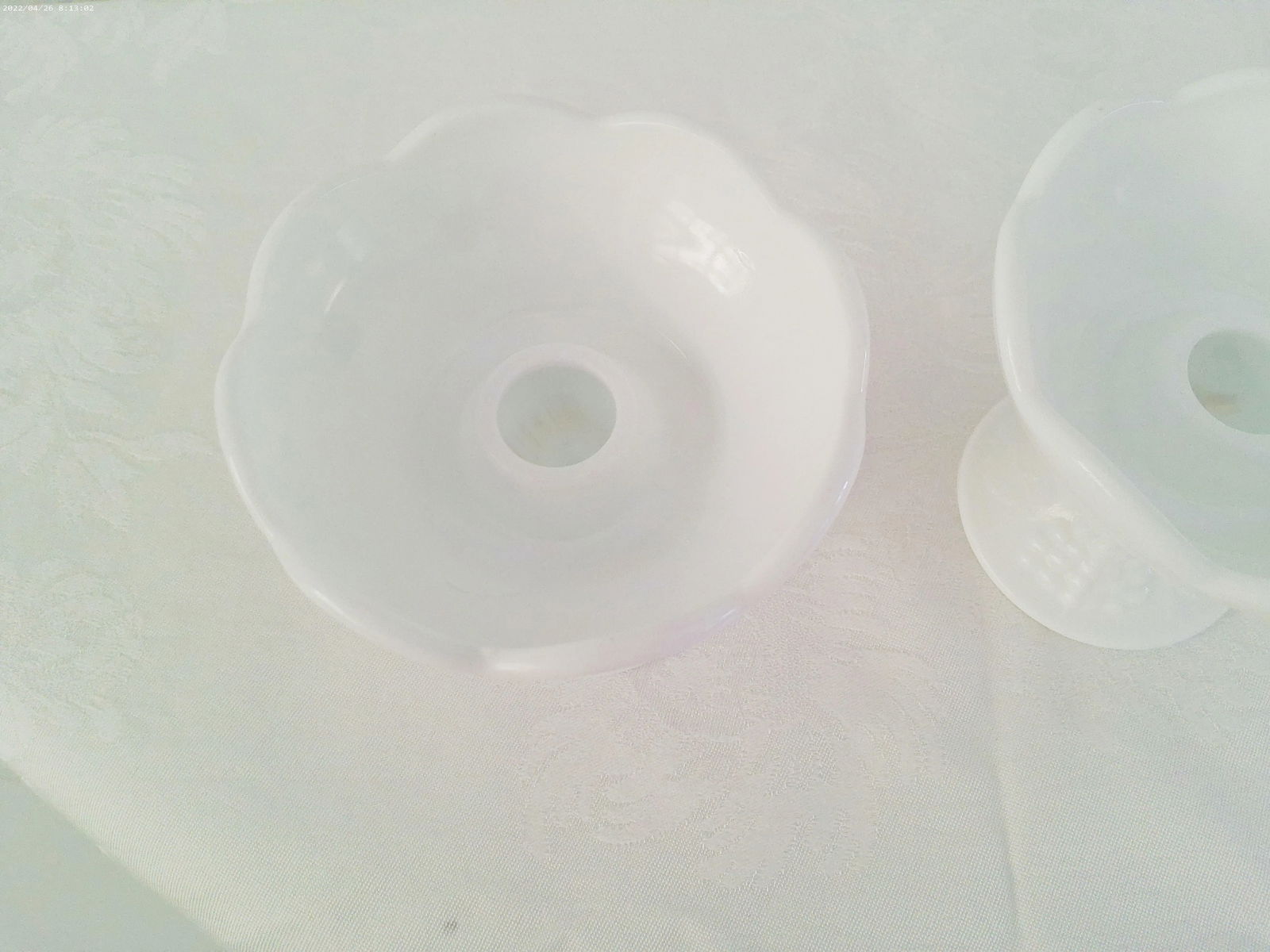 Mid-Century Harvest Grape Milk Glass Candle Holders, a Pair - 3