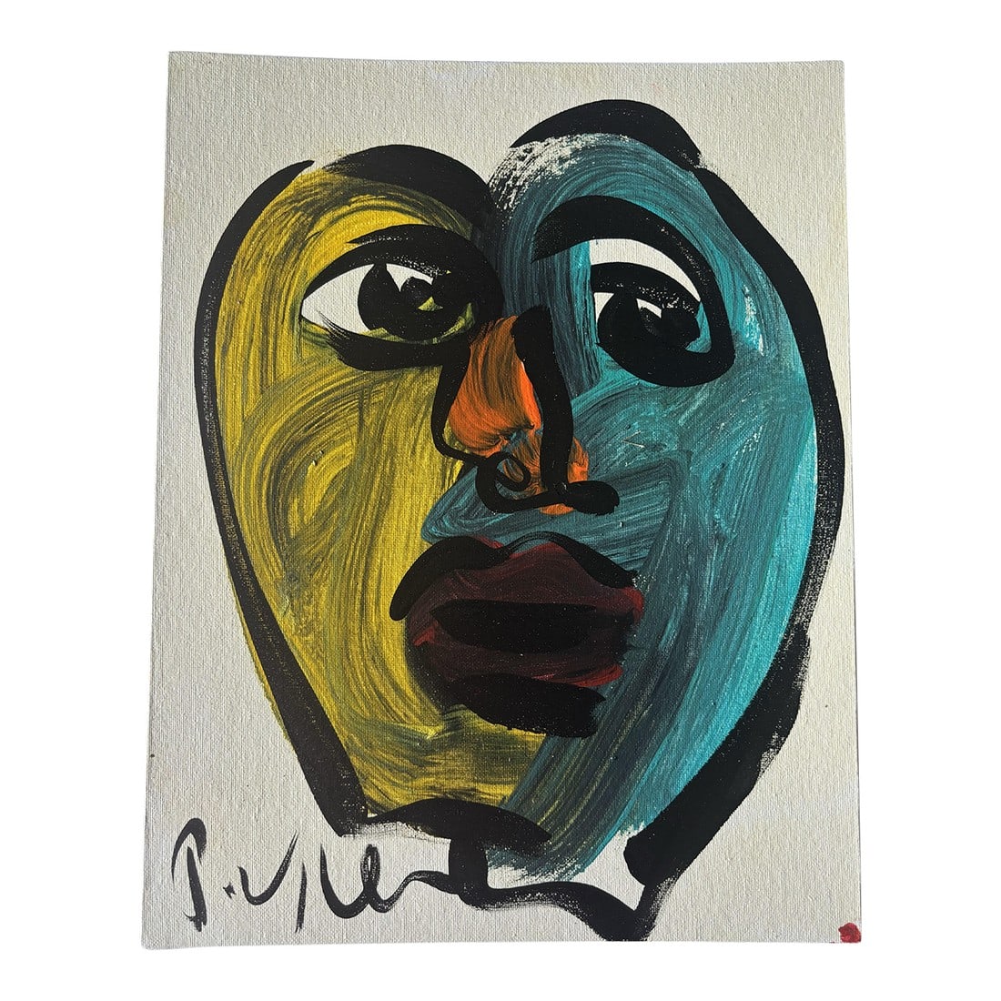 Late 20th Century Original Peter Keil Abstract Portrait Acrylic Painting on Canvas Board (1 of 3)