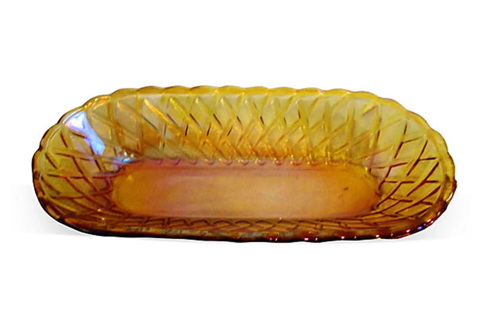 1950s Midcentury Carnival Glass Marigold Serving Dishes - A Pair - 2