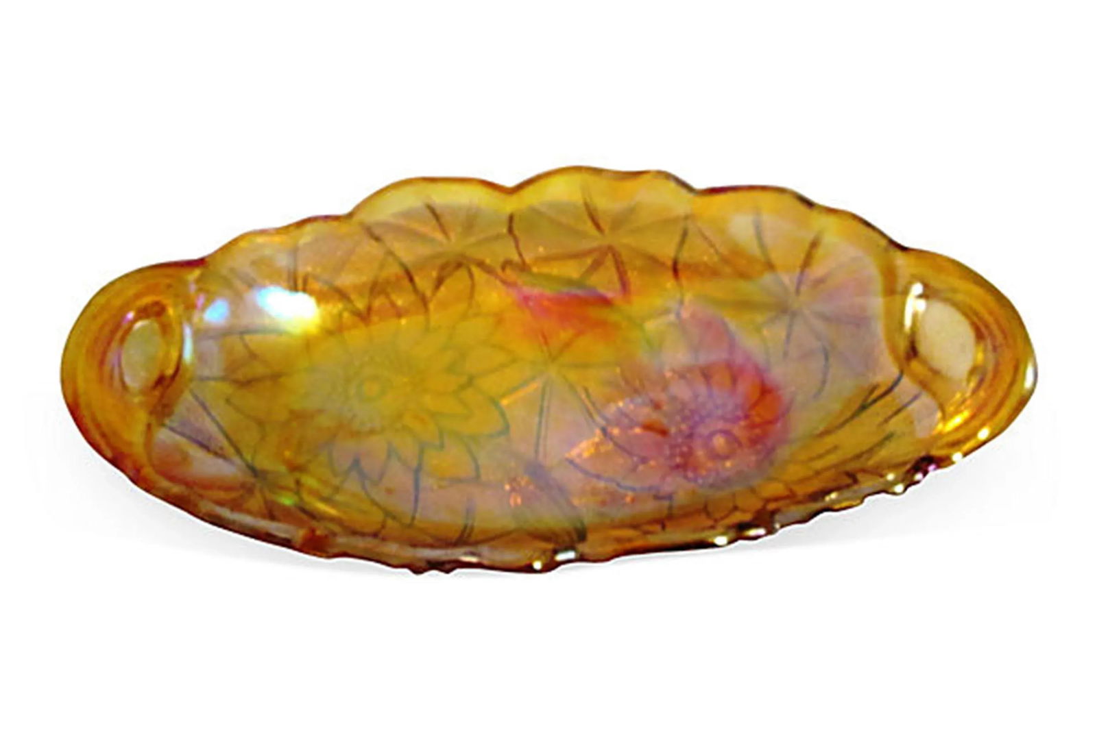 1950s Midcentury Carnival Glass Marigold Serving Dishes - A Pair - 4