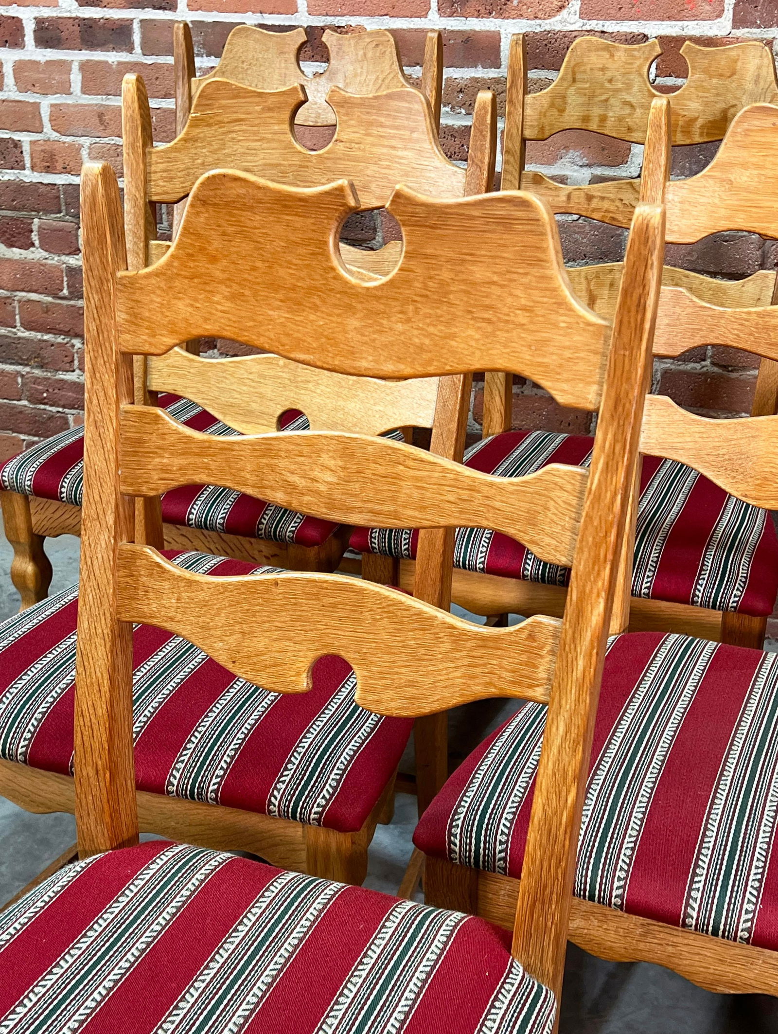 Vintage 1960's Danish Oak Razor Dining Chairs by Henning KjÃ¦rnulf for Eg KvalitetsmÃ - 5