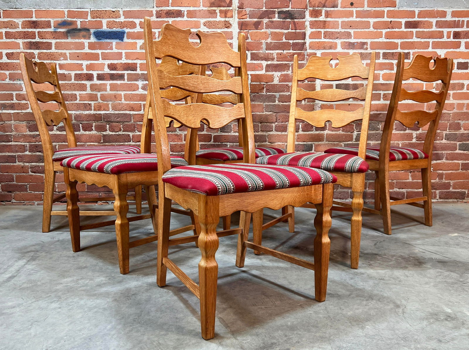 Vintage 1960's Danish Oak Razor Dining Chairs by Henning KjÃ¦rnulf for Eg KvalitetsmÃ - 7