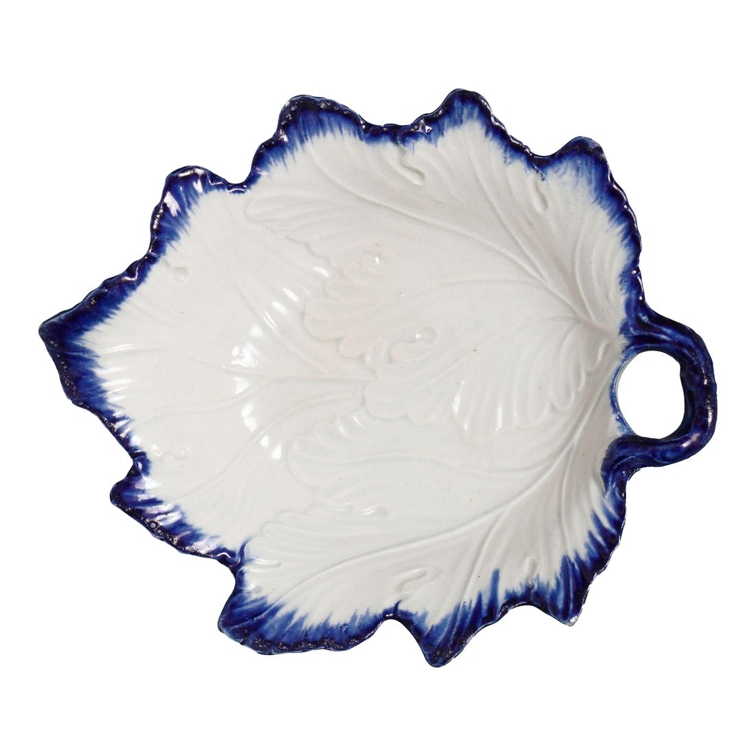 Shell Edge Pearlware Grape Leaf Condiment Dish, C. 1820