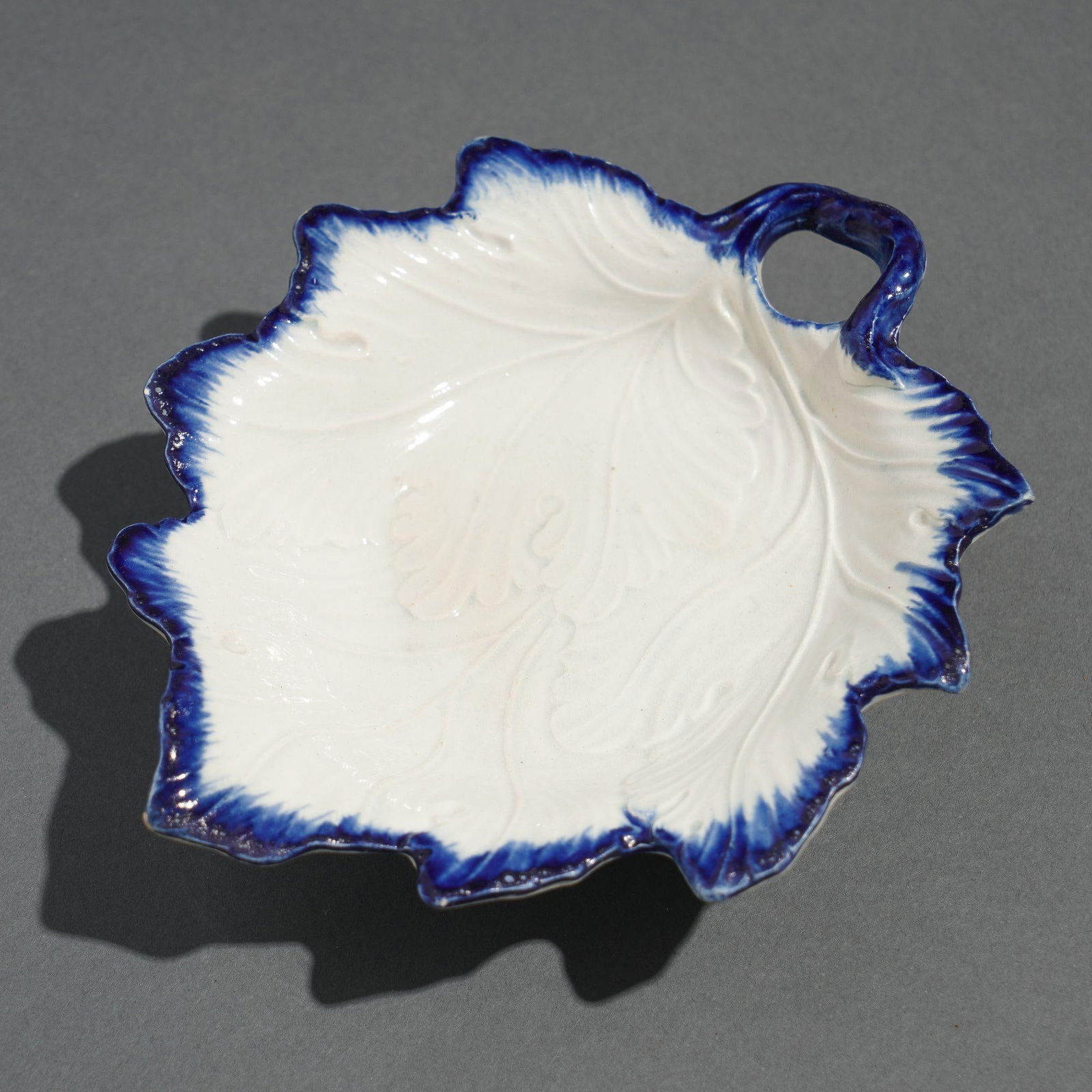 Shell Edge Pearlware Grape Leaf Condiment Dish, C. 1820 - 2