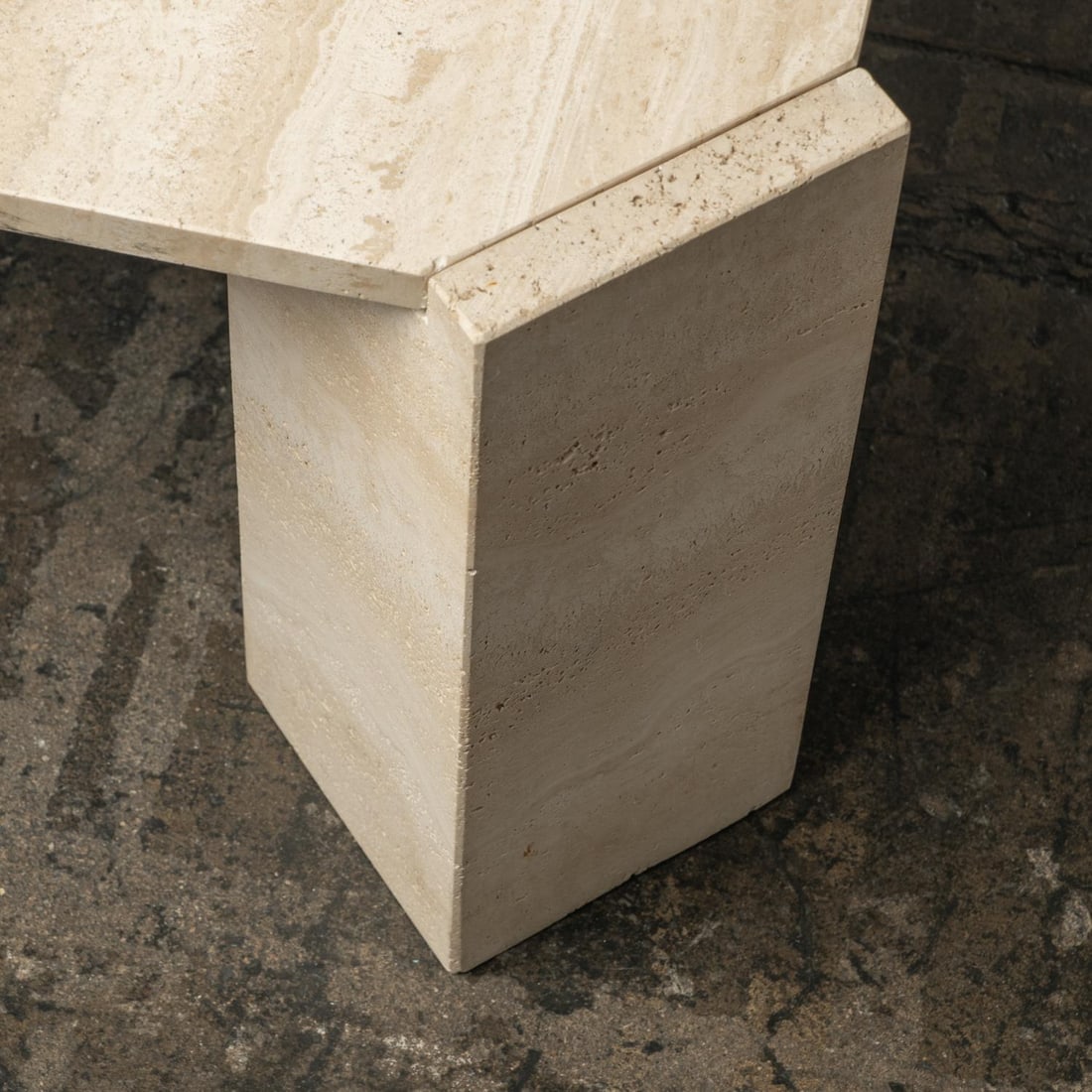 1970s Italian Artisan Travertine Marble Stone Coffee Table Style of Gae Aulente - 10