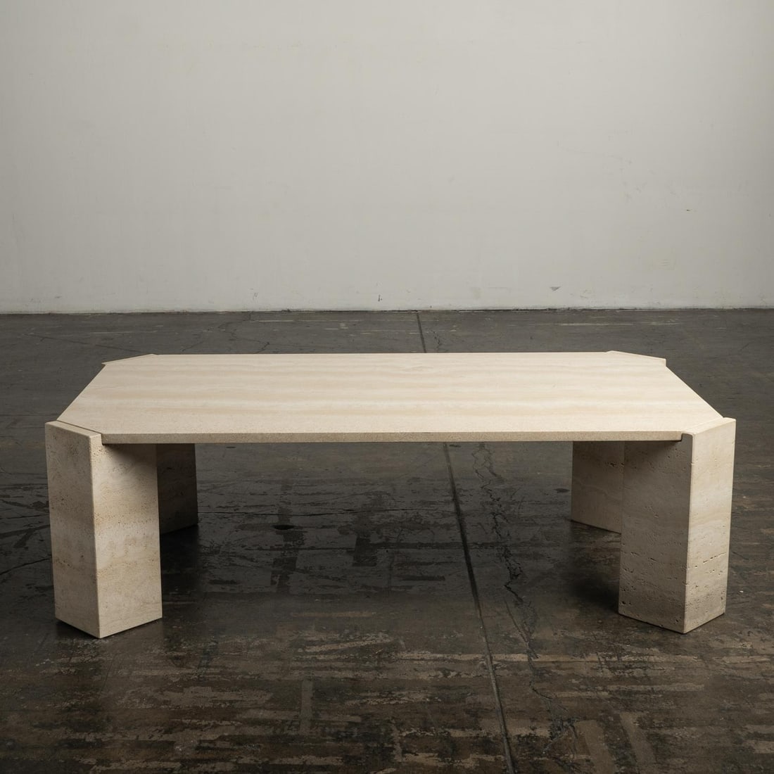 1970s Italian Artisan Travertine Marble Stone Coffee Table Style of Gae Aulente - 2