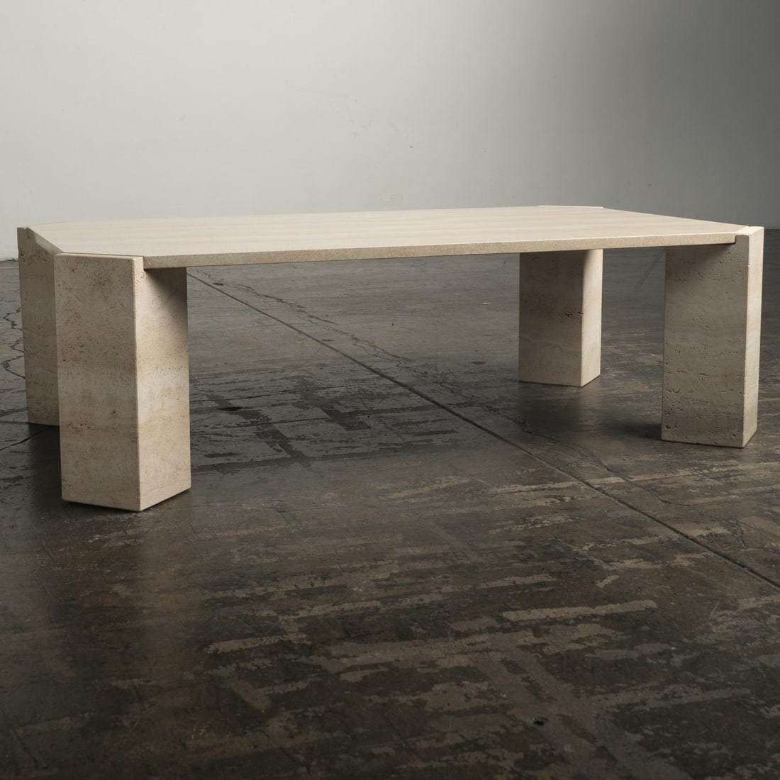 1970s Italian Artisan Travertine Marble Stone Coffee Table Style of Gae Aulente - 3