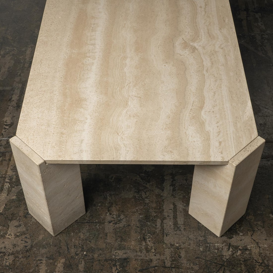 1970s Italian Artisan Travertine Marble Stone Coffee Table Style of Gae Aulente - 6