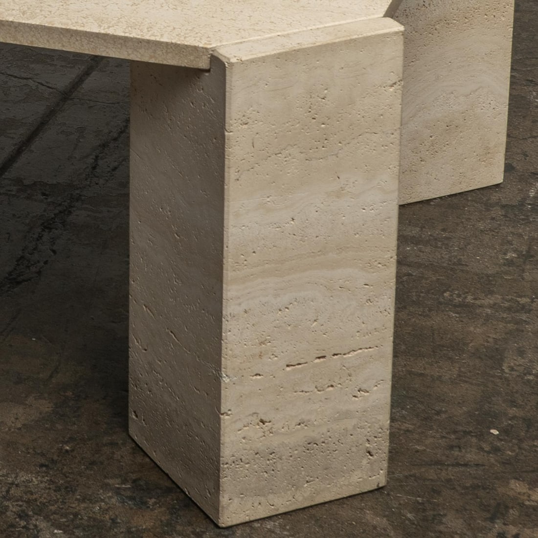 1970s Italian Artisan Travertine Marble Stone Coffee Table Style of Gae Aulente - 8