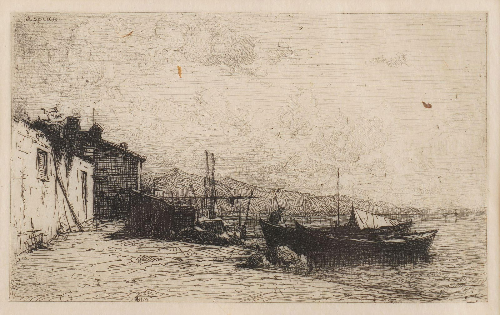 Cabanes De Pecheurs Sur Les Cotes d'Italie by Adolphe Appian, C. 1885 - 2