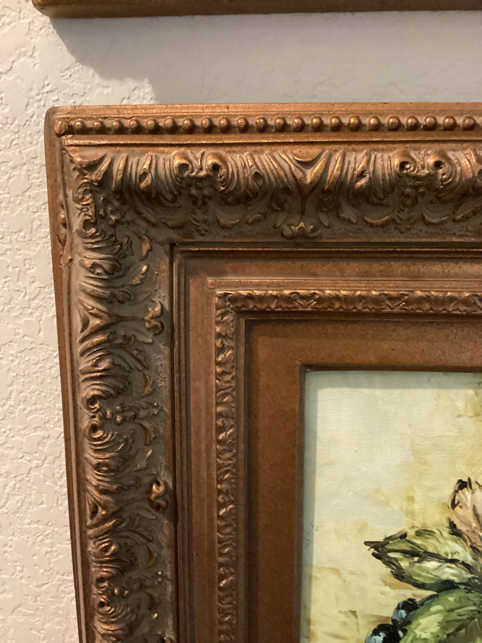 1980s Vintage Still Life Fruit Prints on Canvas With Flowers Gold Frame Signed - a Pair - 2