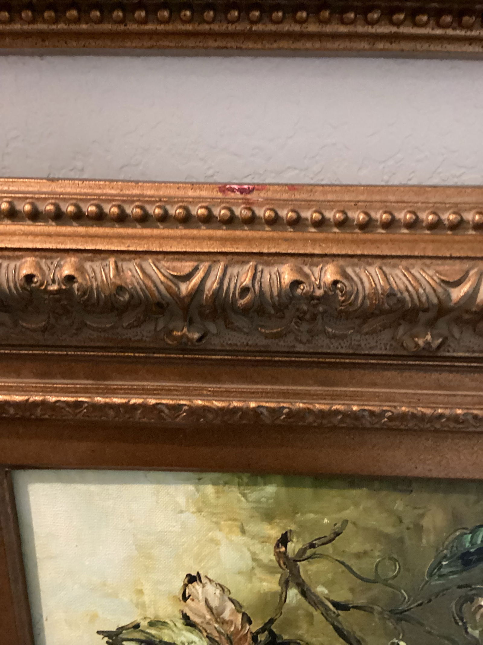 1980s Vintage Still Life Fruit Prints on Canvas With Flowers Gold Frame Signed - a Pair - 3