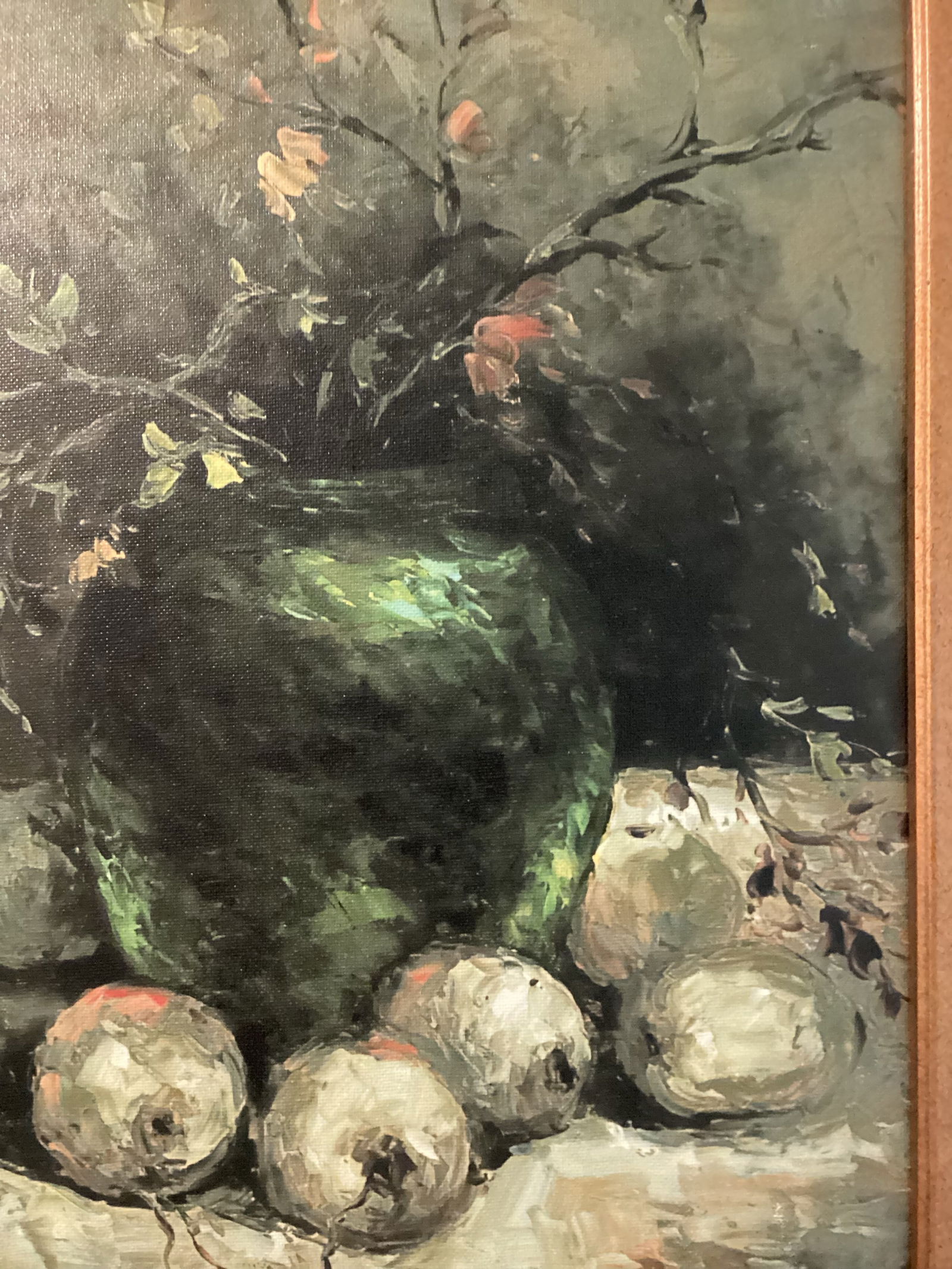 1980s Vintage Still Life Fruit Prints on Canvas With Flowers Gold Frame Signed - a Pair - 6