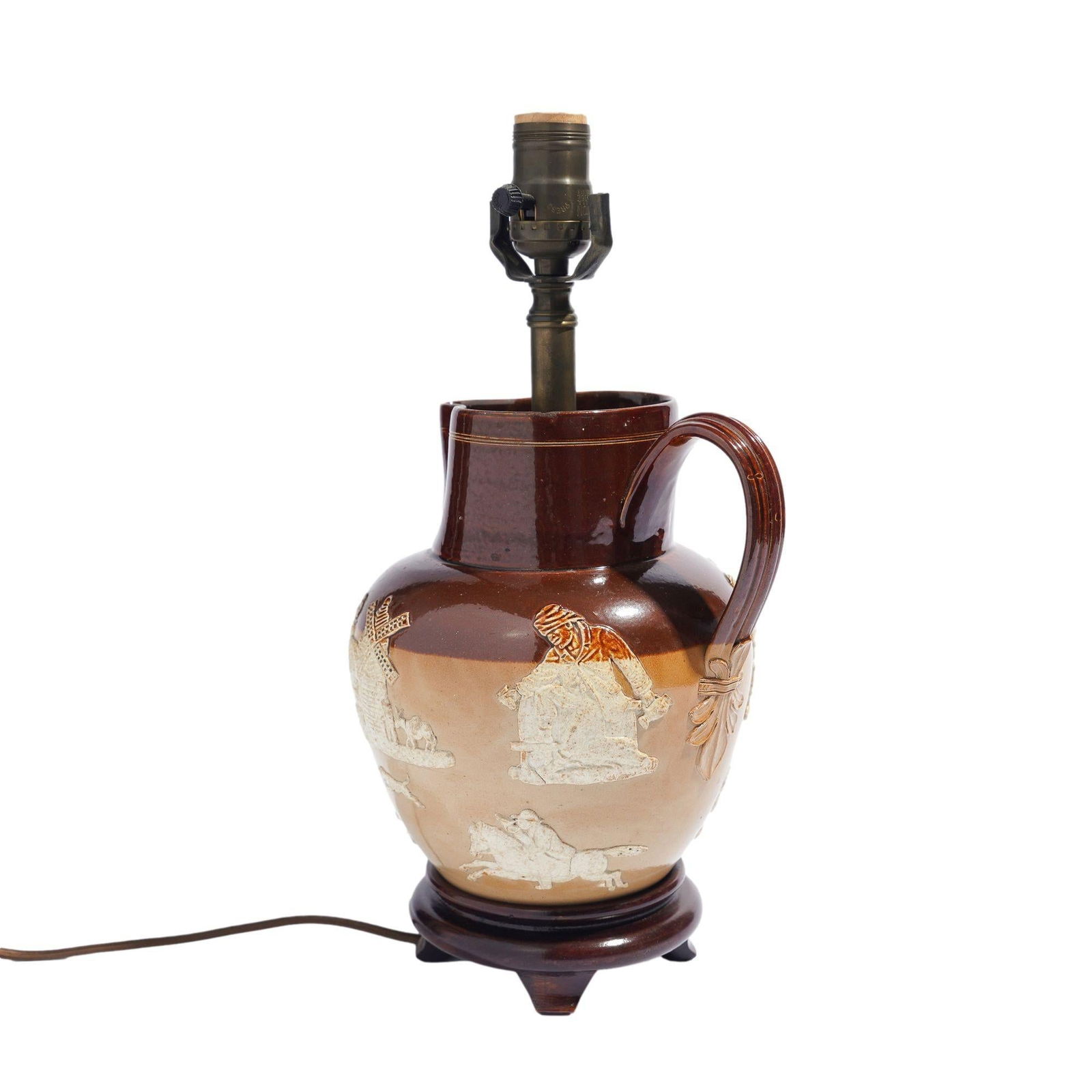 Doulton Glazed Stoneware Pitcher Mounted as a Lamp, C. 1900's - 2