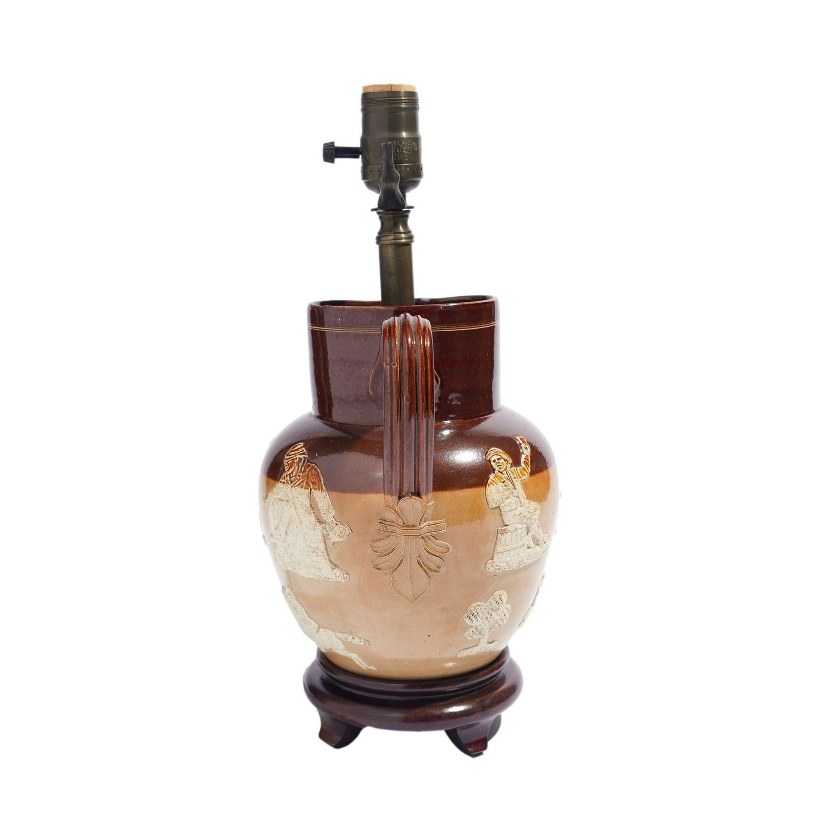 Doulton Glazed Stoneware Pitcher Mounted as a Lamp, C. 1900's - 3