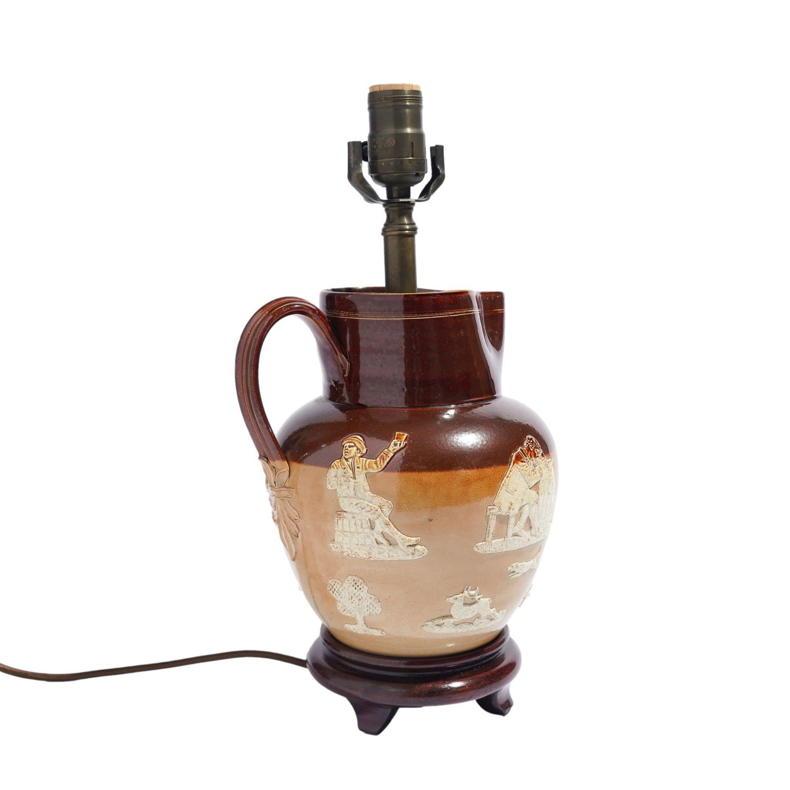 Doulton Glazed Stoneware Pitcher Mounted as a Lamp, C. 1900's - 4