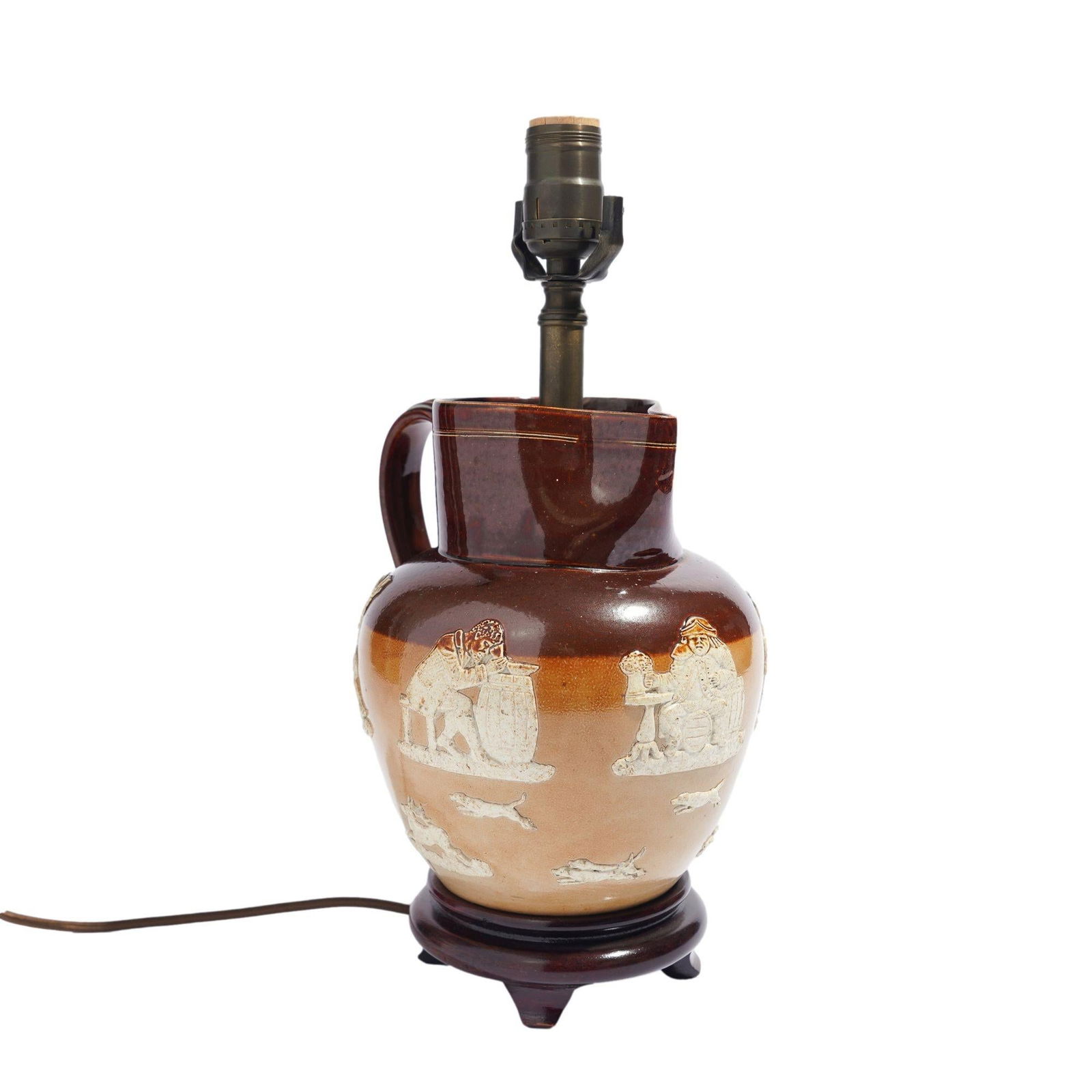 Doulton Glazed Stoneware Pitcher Mounted as a Lamp, C. 1900's - 6