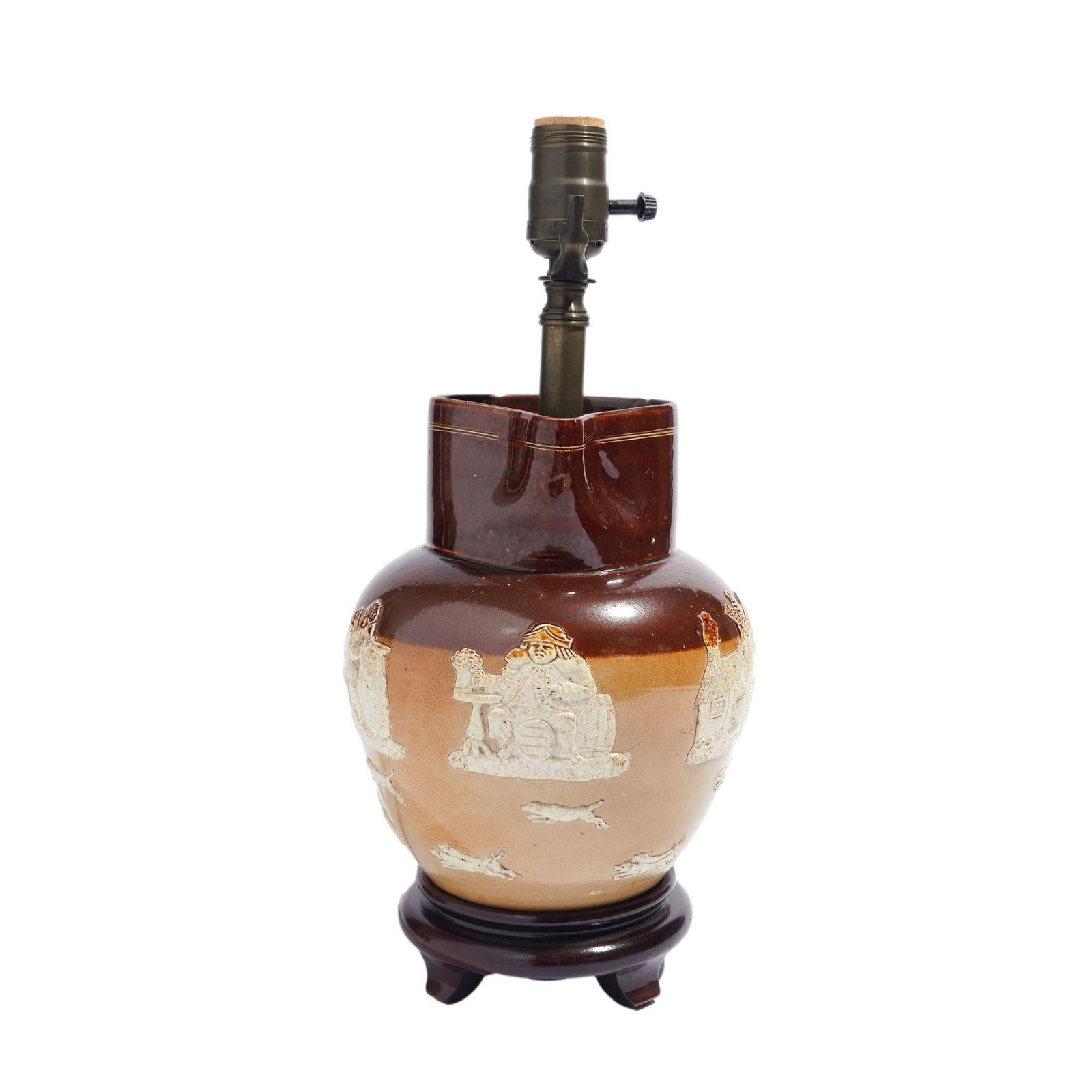 Doulton Glazed Stoneware Pitcher Mounted as a Lamp, C. 1900's - 7