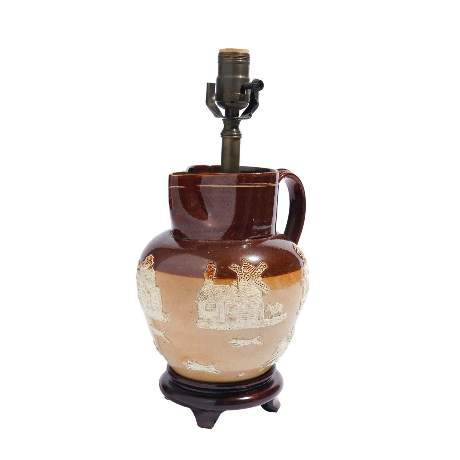 Doulton Glazed Stoneware Pitcher Mounted as a Lamp, C. 1900's - 8
