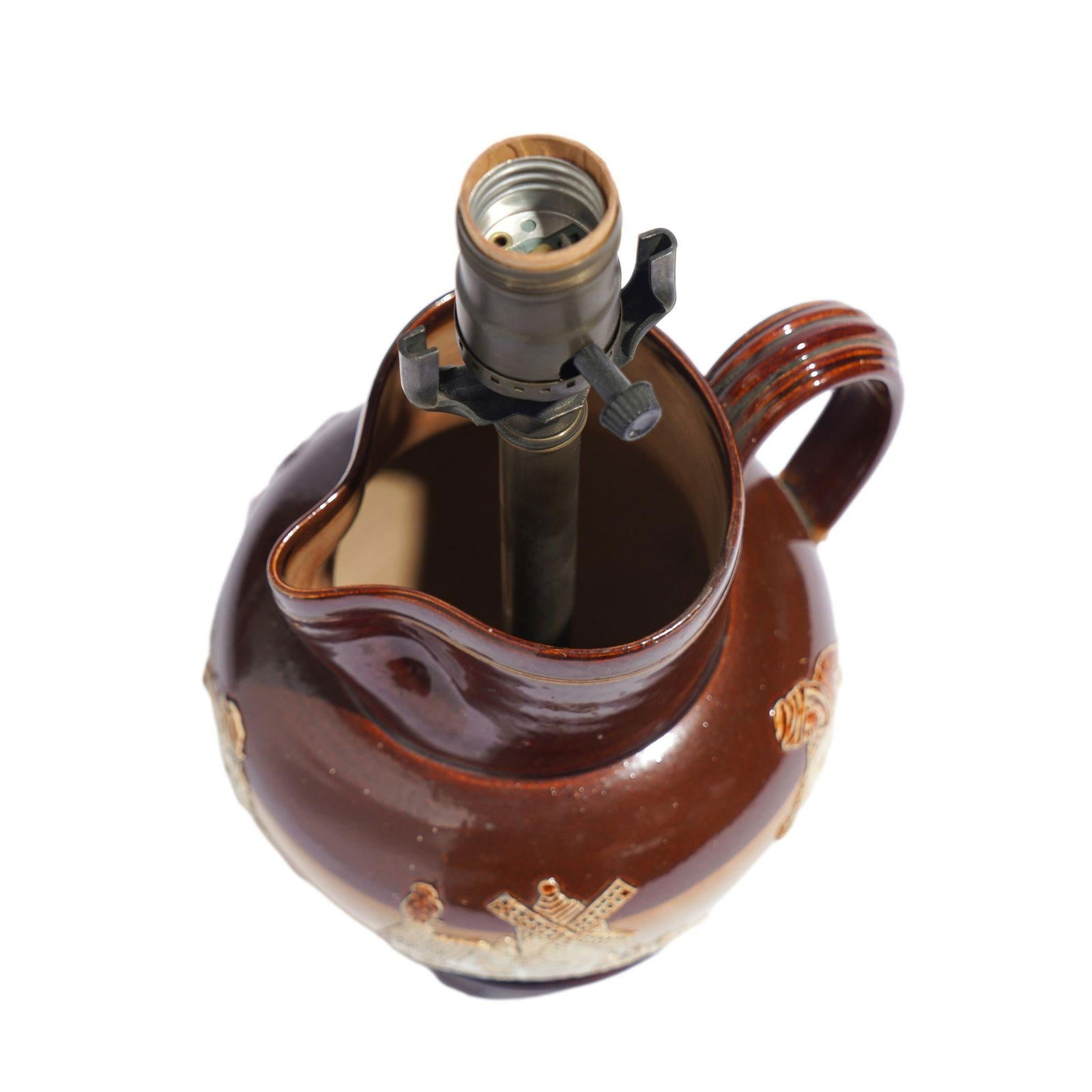 Doulton Glazed Stoneware Pitcher Mounted as a Lamp, C. 1900's - 9
